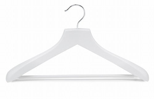 Premium White Wooden Suit Hanger with Non-Slip Bar - Heavy Duty Closet Organizer for Jackets, Coats & Formal Wear - Perfect for Home, Office & Travel Use