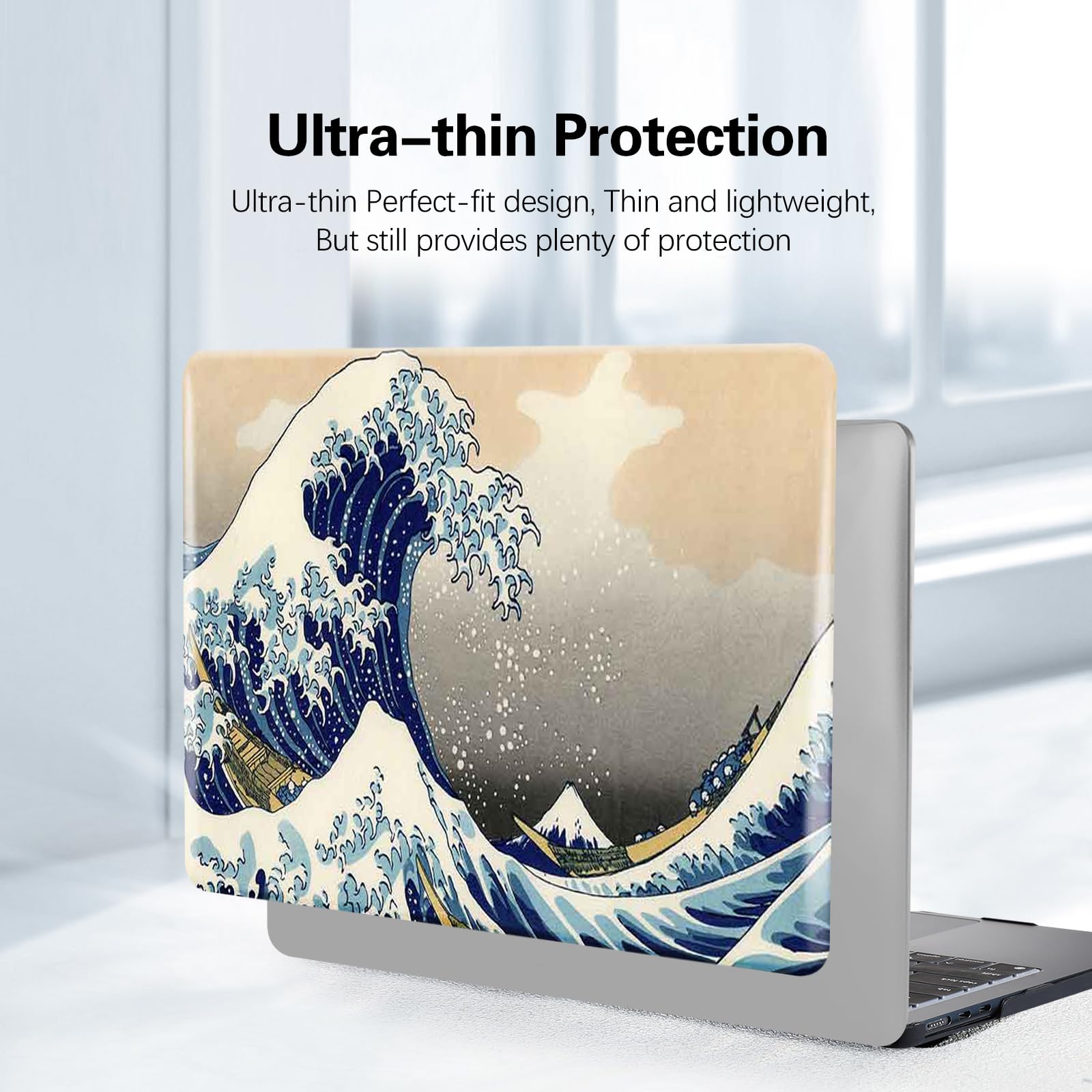 Funut Hard Plastic Protective Case for MacBook Pro 13 inch (2024-2016 Models) - Compatible with M2/M1 A2338/A2251/A2289/A2159/A1989/A1706/A1708, Slim Shell Cover with Touch Bar Cutout - Sea Wave Design - Perfect for Work, Travel & School Protection