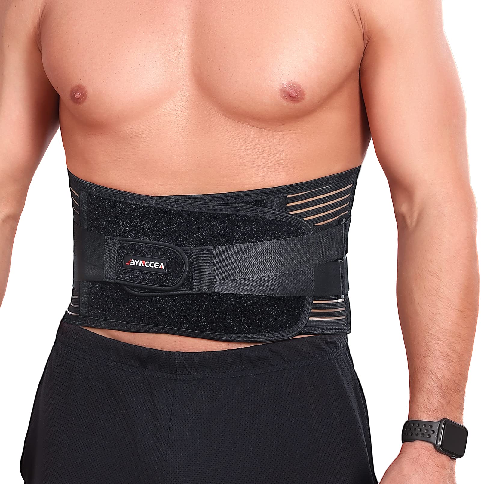 Bynccea Back Brace for Men & Women - Breathable Lumbar Support Belt for Heavy Lifting, Herniated Disc, Sciatica & Scoliosis Pain Relief - Ideal for Workouts, Gardening & Office Use