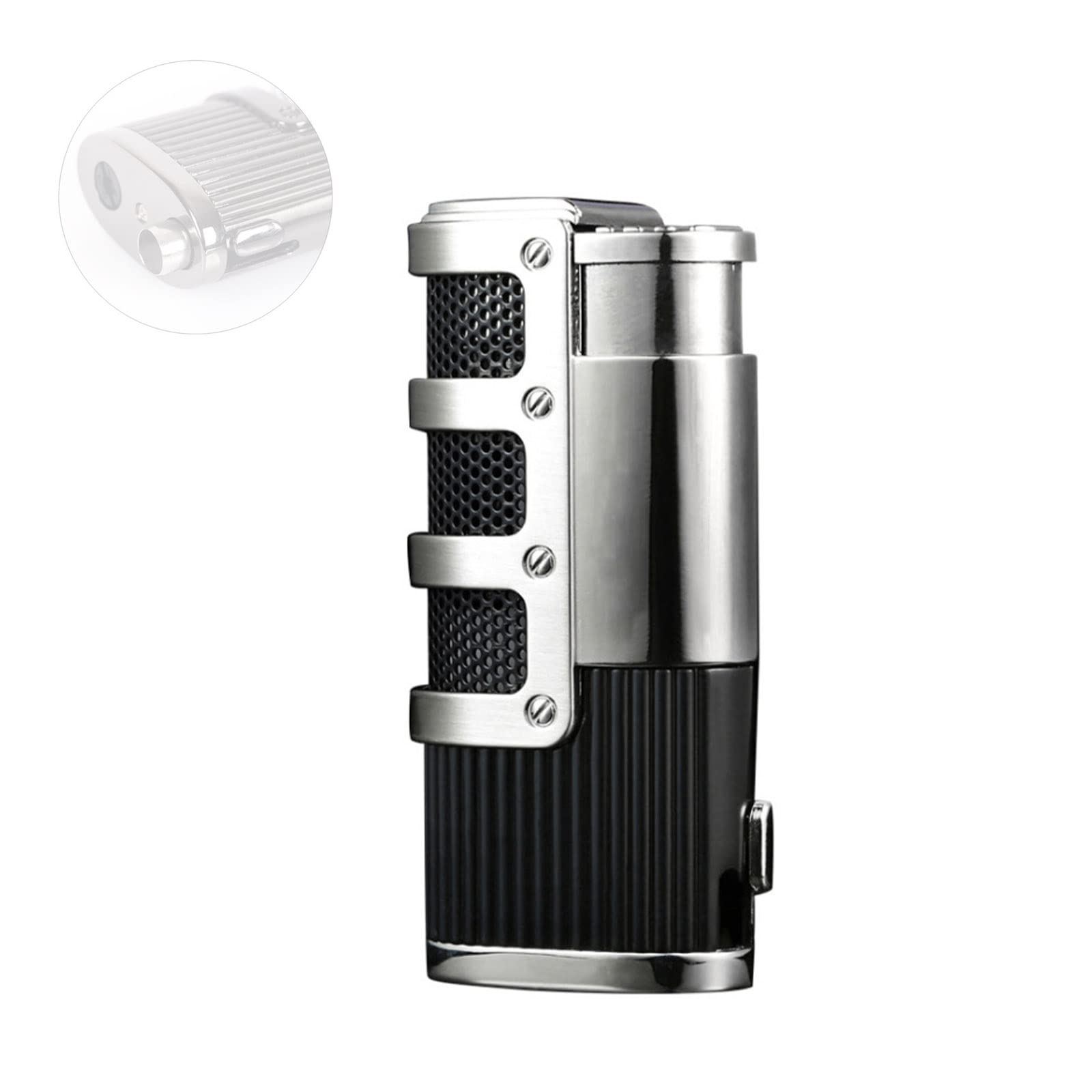 Triple Jet Blue Flame Torch Lighter - Windproof Refillable Butane Lighter for Cigar Smoking & Outdoor Use