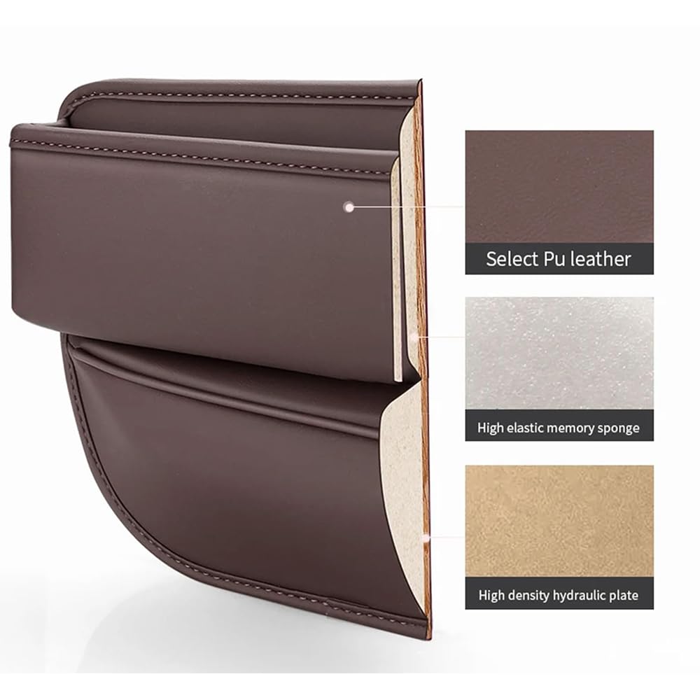 Leather Car Seat Gap Organizer for Dodge RAM, Caliber, Nitro, Journey, Avenger - Leak Proof Side Pocket Storage Box (Brown) | Perfect for Road Trips, Daily Commutes & Keeping Essentials Organized