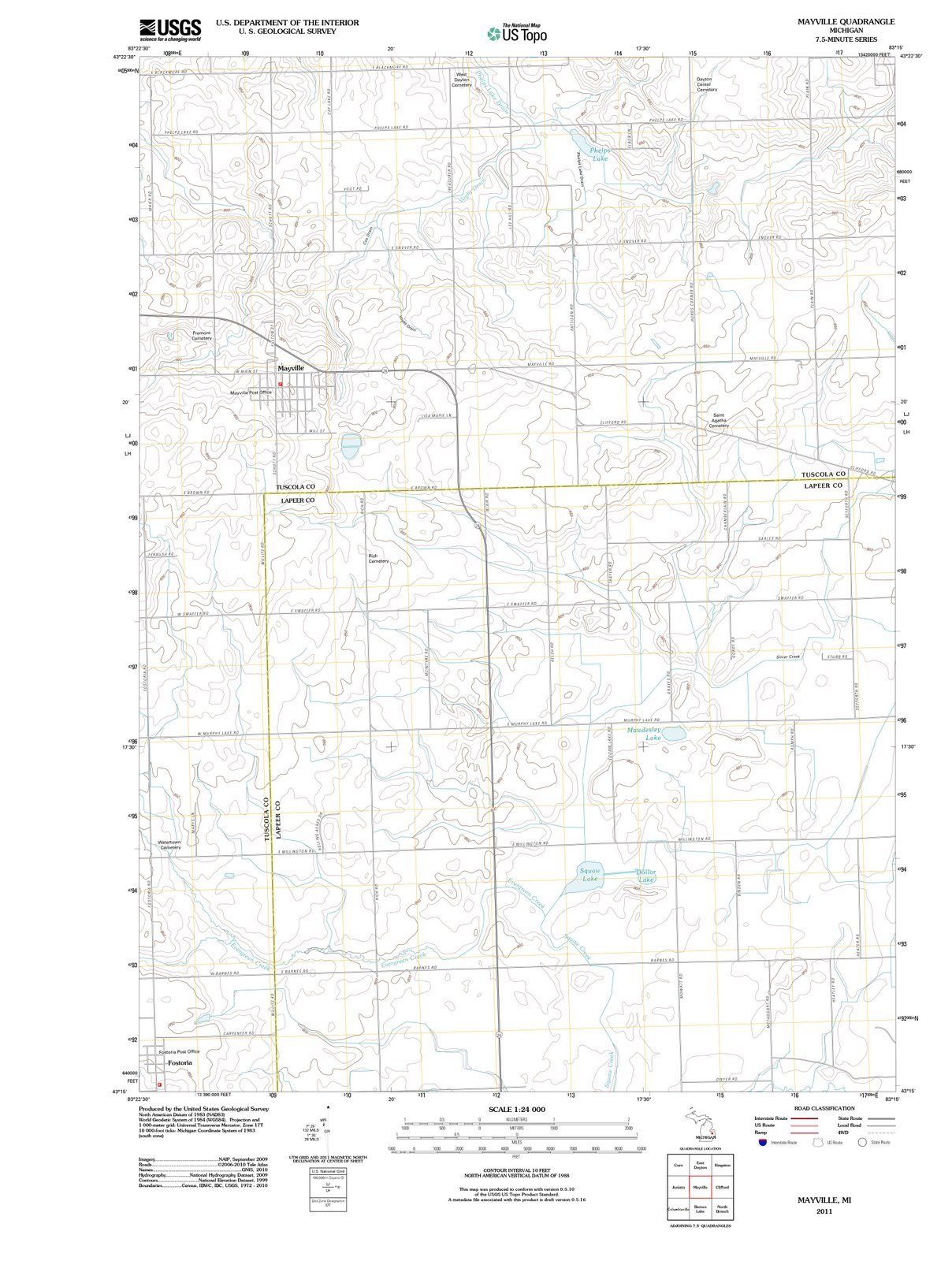 2011 Mayville, MI USGS Historical Topographic Wall Map - 33x44 Inch Large Vintage Michigan Map Poster - Perfect for Home Decor, Office Wall Art & Geography Enthusiasts