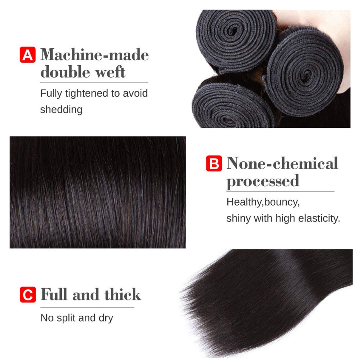 Brazilian Straight Virgin Hair 3 Bundles with Lace Closure (30 30 30+20) - 10A Grade 100% Unprocessed Remy Human Hair Extensions for Weaving & Styling | Perfect for Salon, Wedding, and Everyday Glam Looks