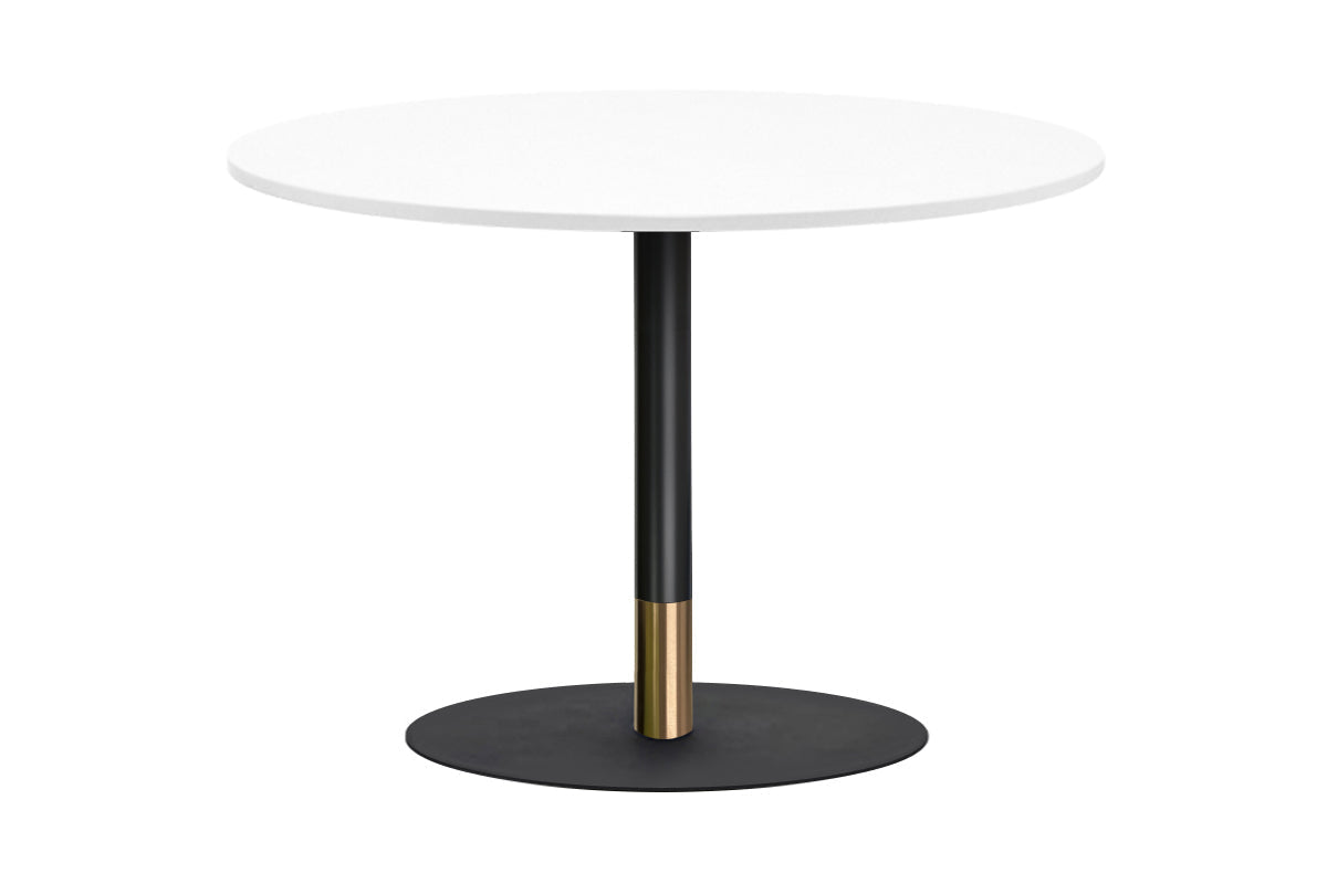 Rivoli Cafe Table with Round Base - Black/Rose Gold Finish & Black Disc Top [1000mm] - Perfect for Restaurants, Cafes, and Outdoor Dining Areas