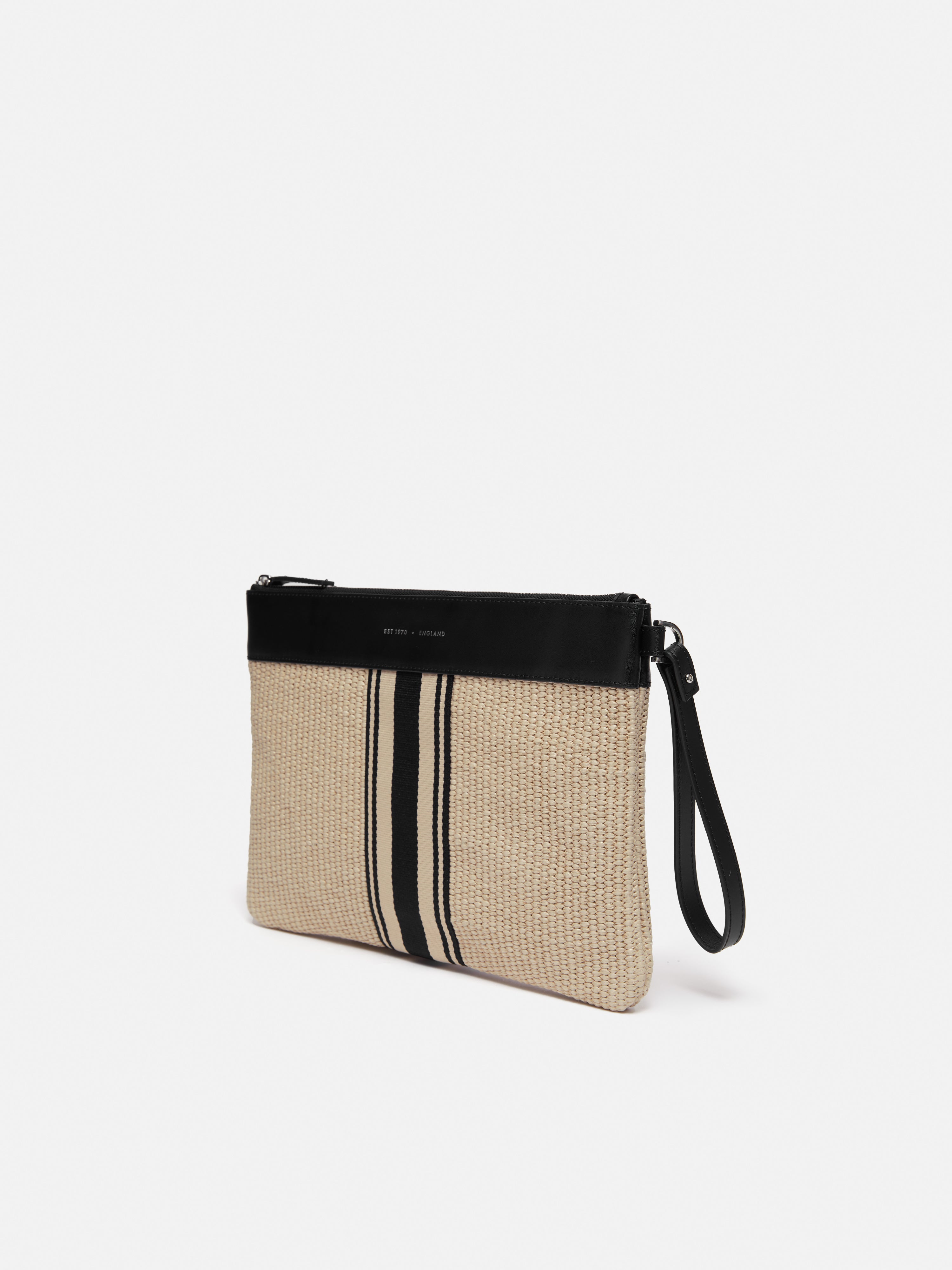 Athena Stripe Woven Pouch - Natural Cotton Crossbody Bag for Women | Perfect for Travel, Shopping & Everyday Use