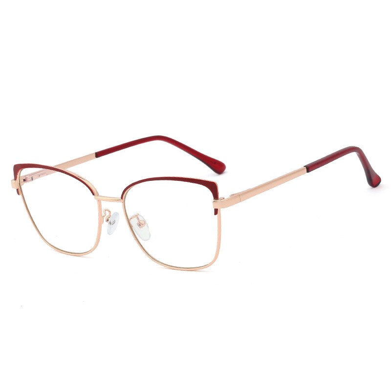 CCspace Women's Full Rim Square Cat Eye Eyeglasses 48266 - Stylish Alloy Frame for Everyday Wear, Office & Fashion Outfits