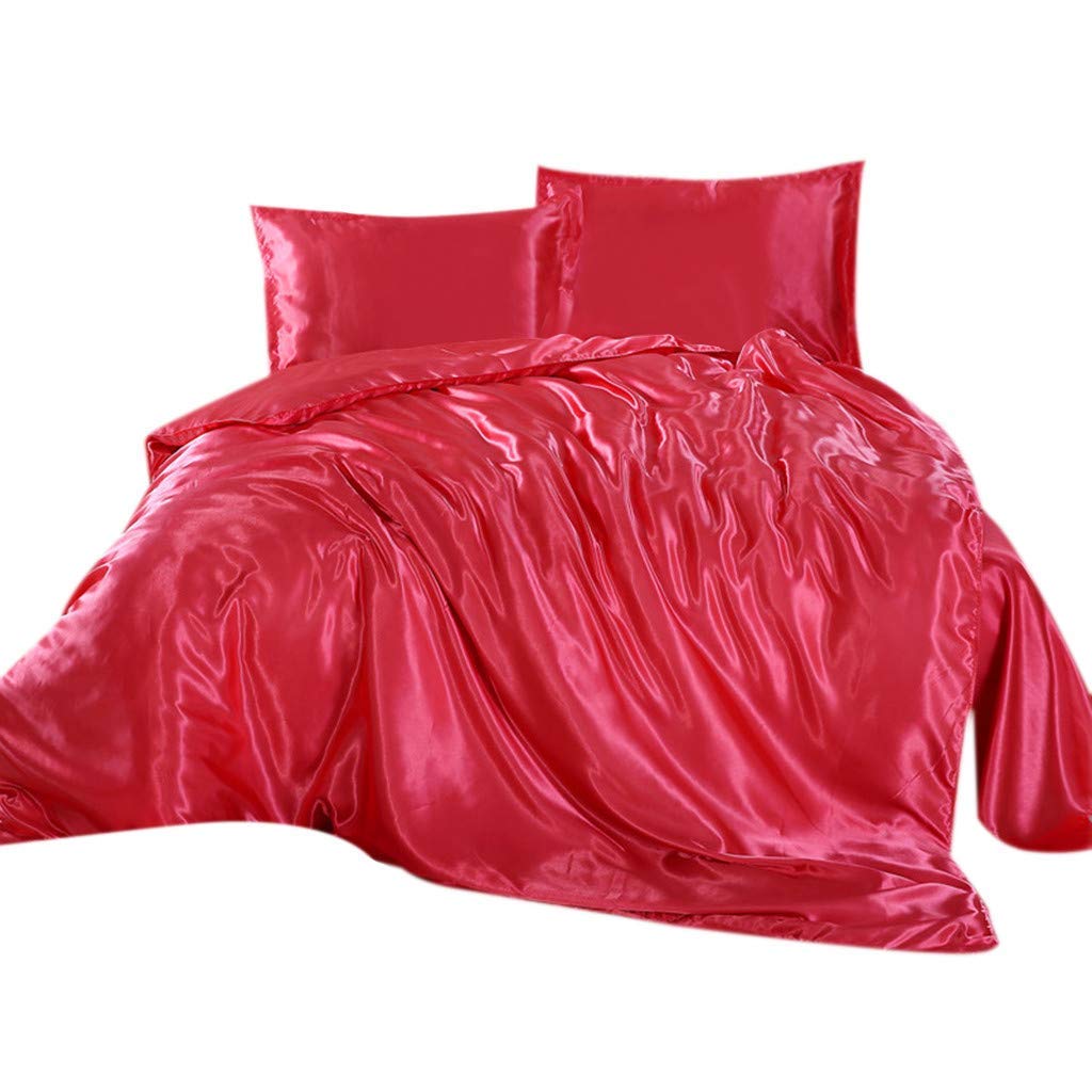 Silk Satin Duvet Set - 3PC King Bedding with Pillowcases for Luxurious Sleep