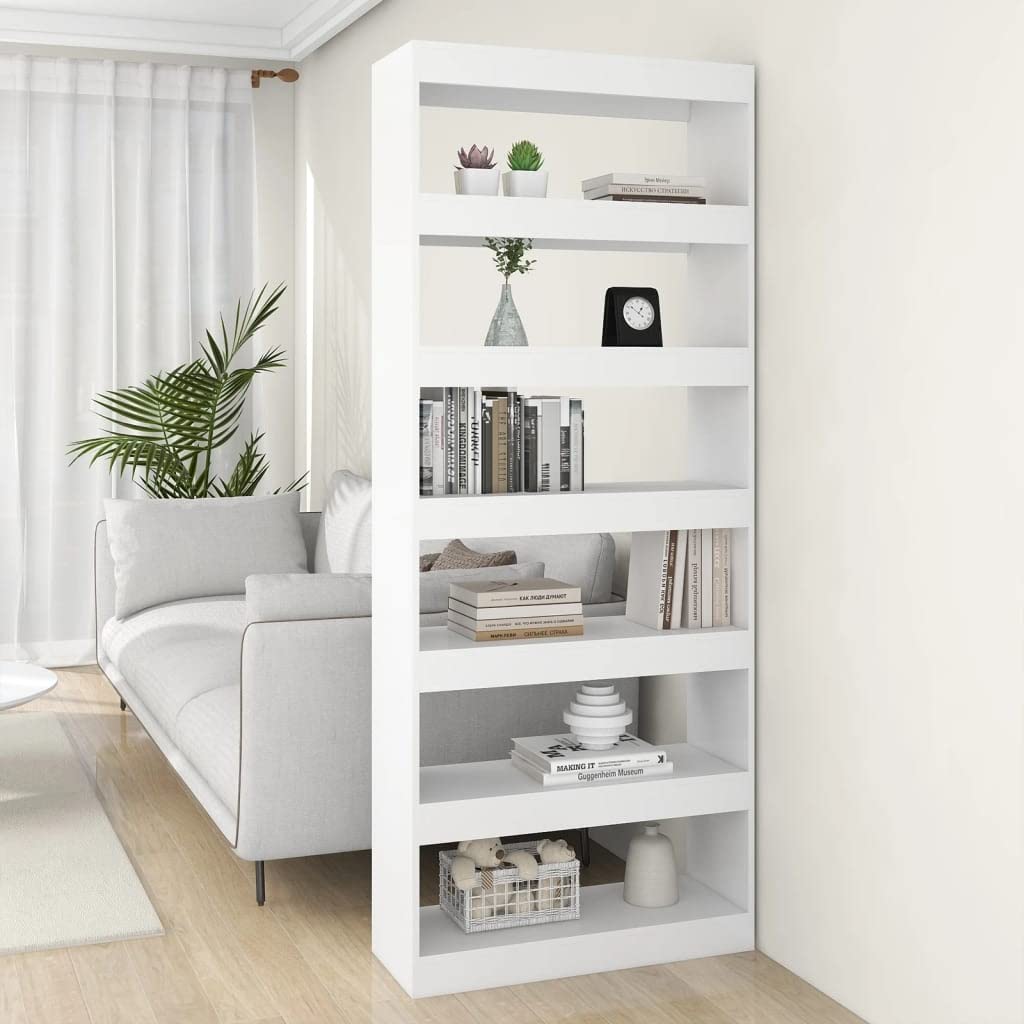 White Engineered Wood Book Cabinet & Room Divider - 31.5