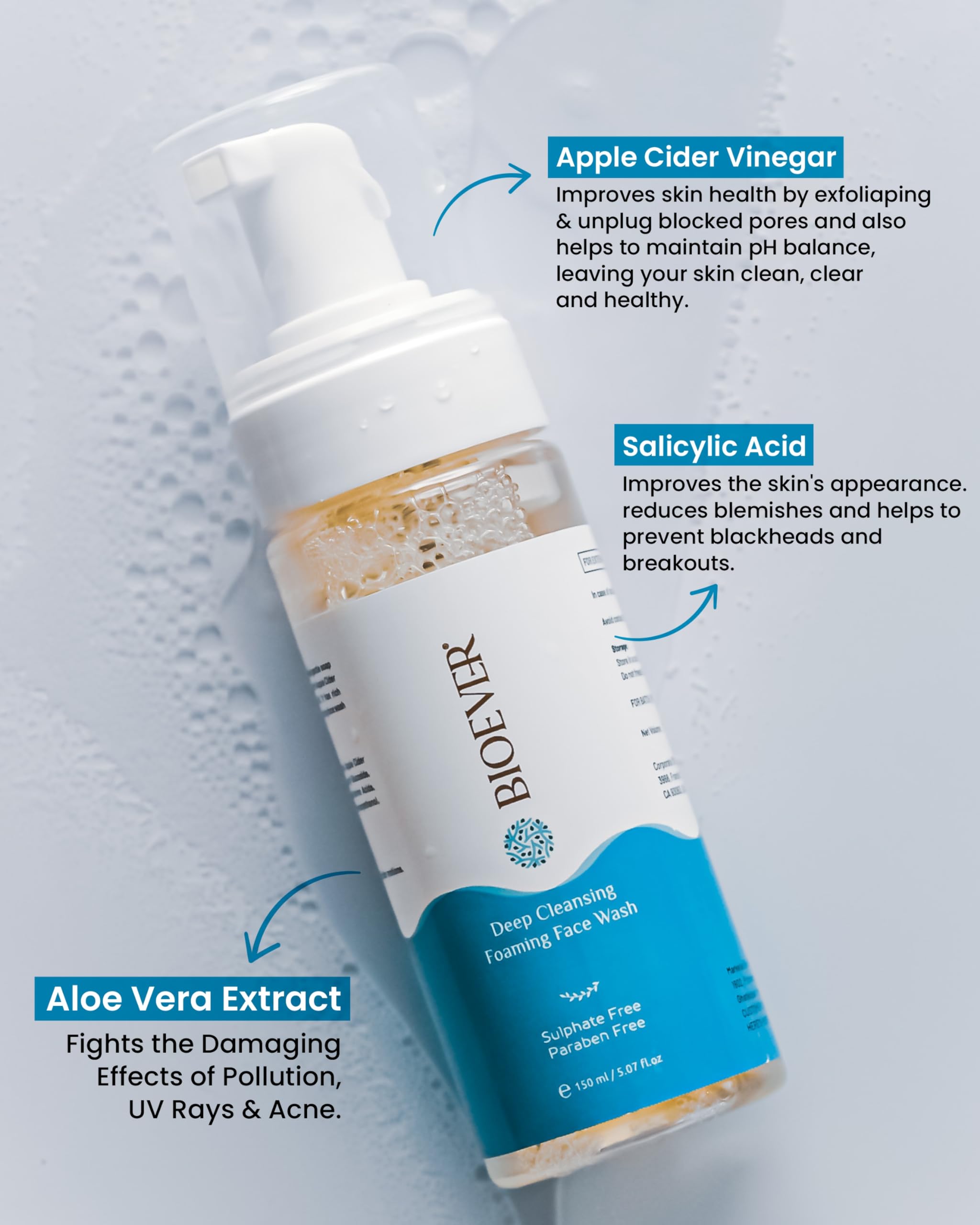 Apple Cider Vinegar & 1% Salicylic Acid Face Wash for Oily & Acne-Prone Skin | Natural Aloe Vera Extract | Sulfate-Free, pH Balanced Makeup Remover & Cleanser | Daily Deep Pore Cleansing for Clearer Skin