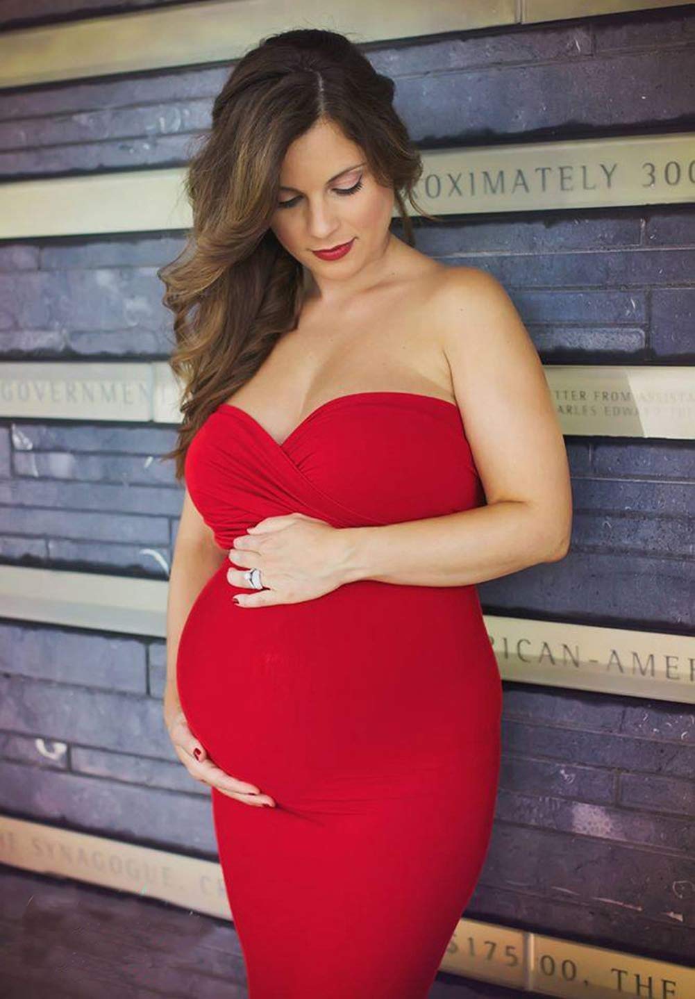 ZIUMUDY Elegant Strapless Tube Maxi Maternity Dress for Baby Shower & Photography - Comfortable Pregnancy Gown for Special Occasions, Maternity Photos, Bridal Shower & Formal Events