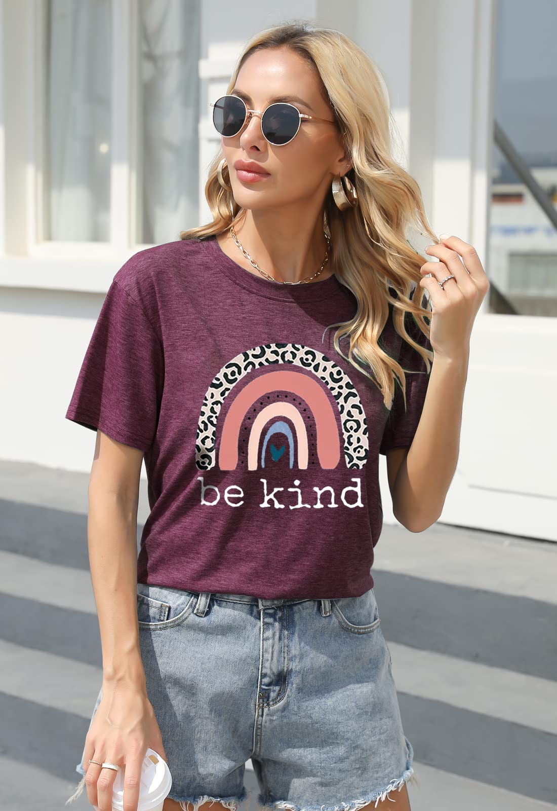 Be Kind Graphic T-Shirts for Women - Short Sleeve Summer Tops, Loose Fit Casual Tees - Perfect for Teachers, Everyday Wear & Summer Outfits