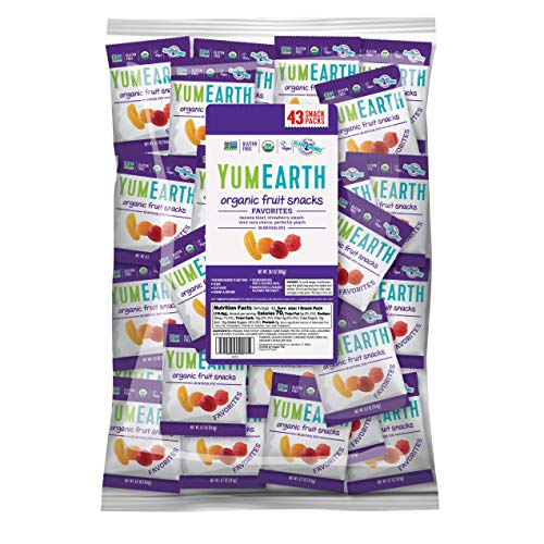 **YumEarth Organic Fruit Flavored Snacks - 43 Pack (0.7oz Each) | Gluten Free, Vegan, Non-GMO, Allergy Friendly | No Artificial Flavors or Dyes | Healthy Kids Snacks for Lunch Box & On-The-Go**