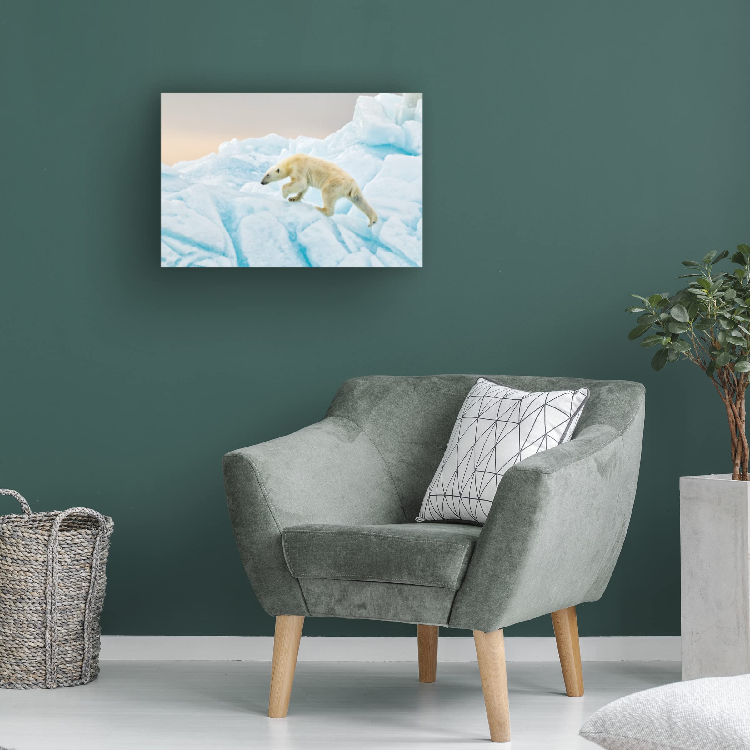 Trademark Fine Art 'Polar Bear At Svalbard' Canvas Wall Art Print by Joan Gil Raga - Arctic Wildlife Decor for Living Room, Office & Nursery
