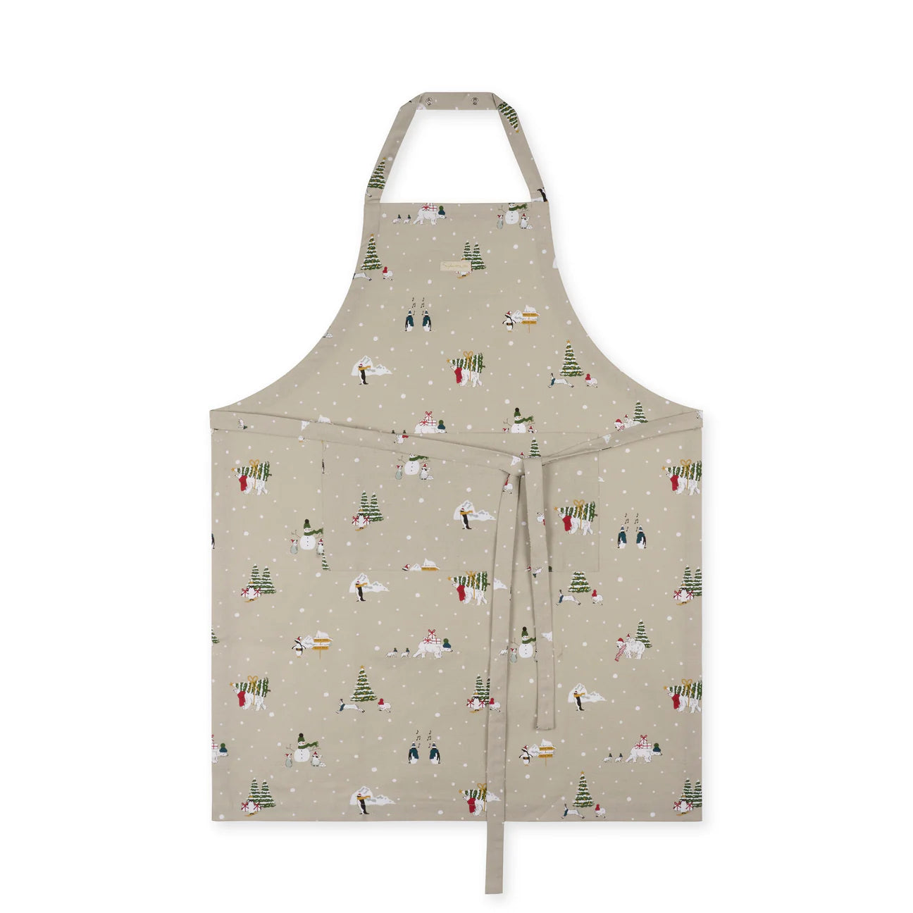 Sophie Allport Snow Season Apron - Christmas Holiday Kitchen Apron with Pockets, Adjustable Neck Strap - Perfect for Baking, Cooking & Holiday Decorating