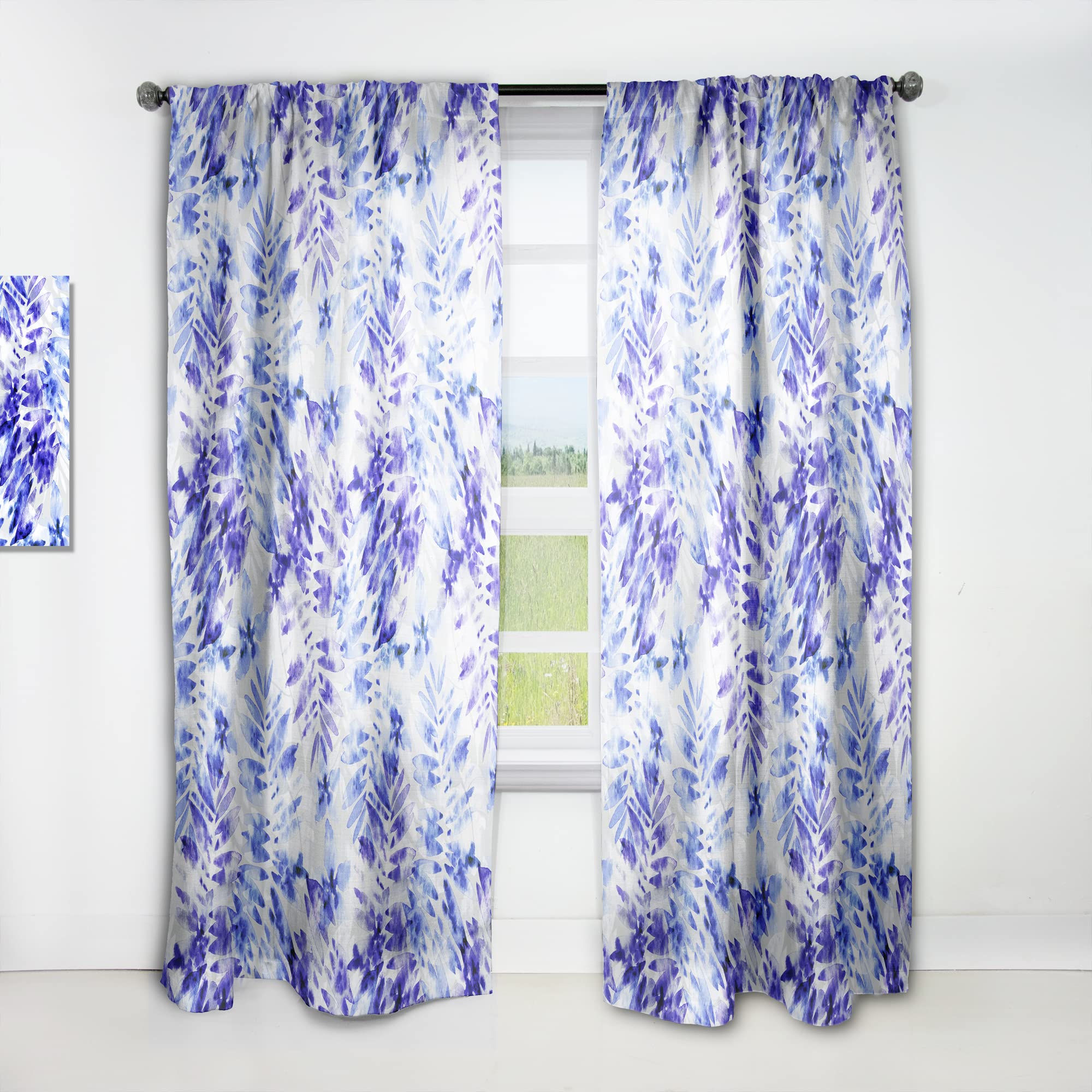 DesignQ Thermal Insulated Curtains - Leaves & Flowers Pattern Single Panel 52x84 - Blackout Drapes for Bedroom & Living Room - Perfect for Home Decor & Light Control
