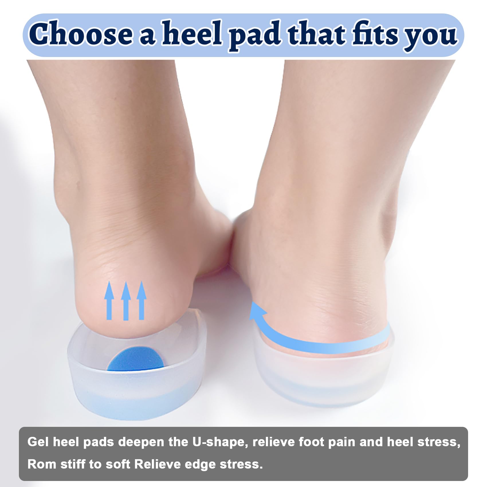 3 Pairs Silicone Gel Heel Cups for Plantar Fasciitis Relief - Shock Absorbing Heel Pads for Heel Pain, Bone Spurs & Achilles Tendon Support - Perfect for Running, Walking & Everyday Comfort