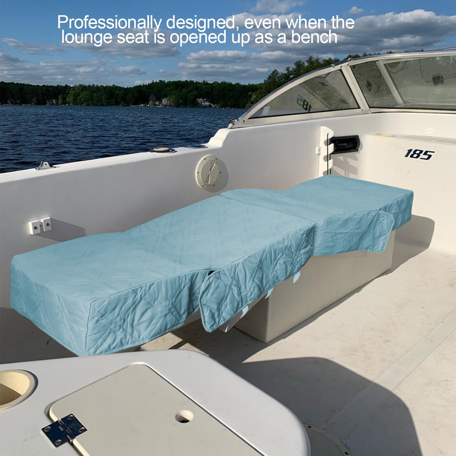 Premium Back to Back Boat Seat Covers - Waterproof Replacement Lounge Covers for Damaged Seats | Soft Microfiber Fabric (2-Pack, Gray Blue) | Perfect for Fishing Boats, Yachts & Marine Use