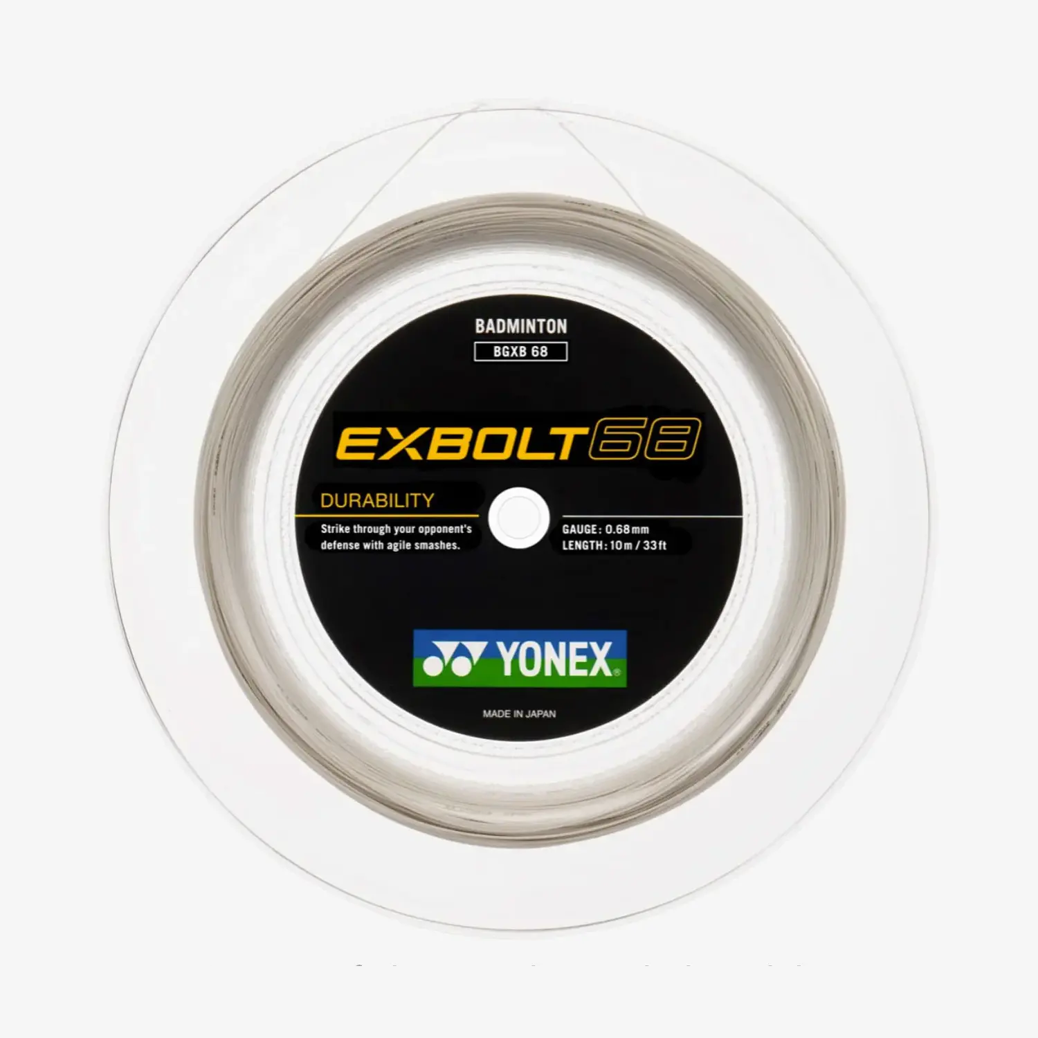 Yonex Exbolt 68 200m Badminton String (White) - High Performance Badminton Racket String for Professional Players - Perfect for Tournaments & Training Sessions