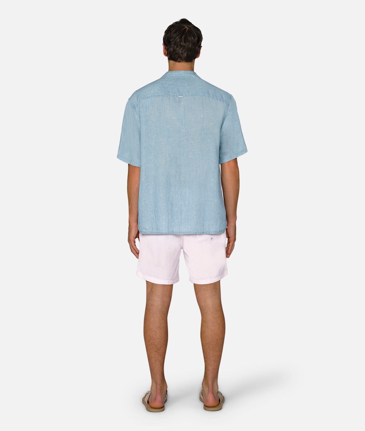 Platios Men's Quick-Dry Swim Shorts - Pink & White Striped Beachwear for Swimming, Surfing & Vacation