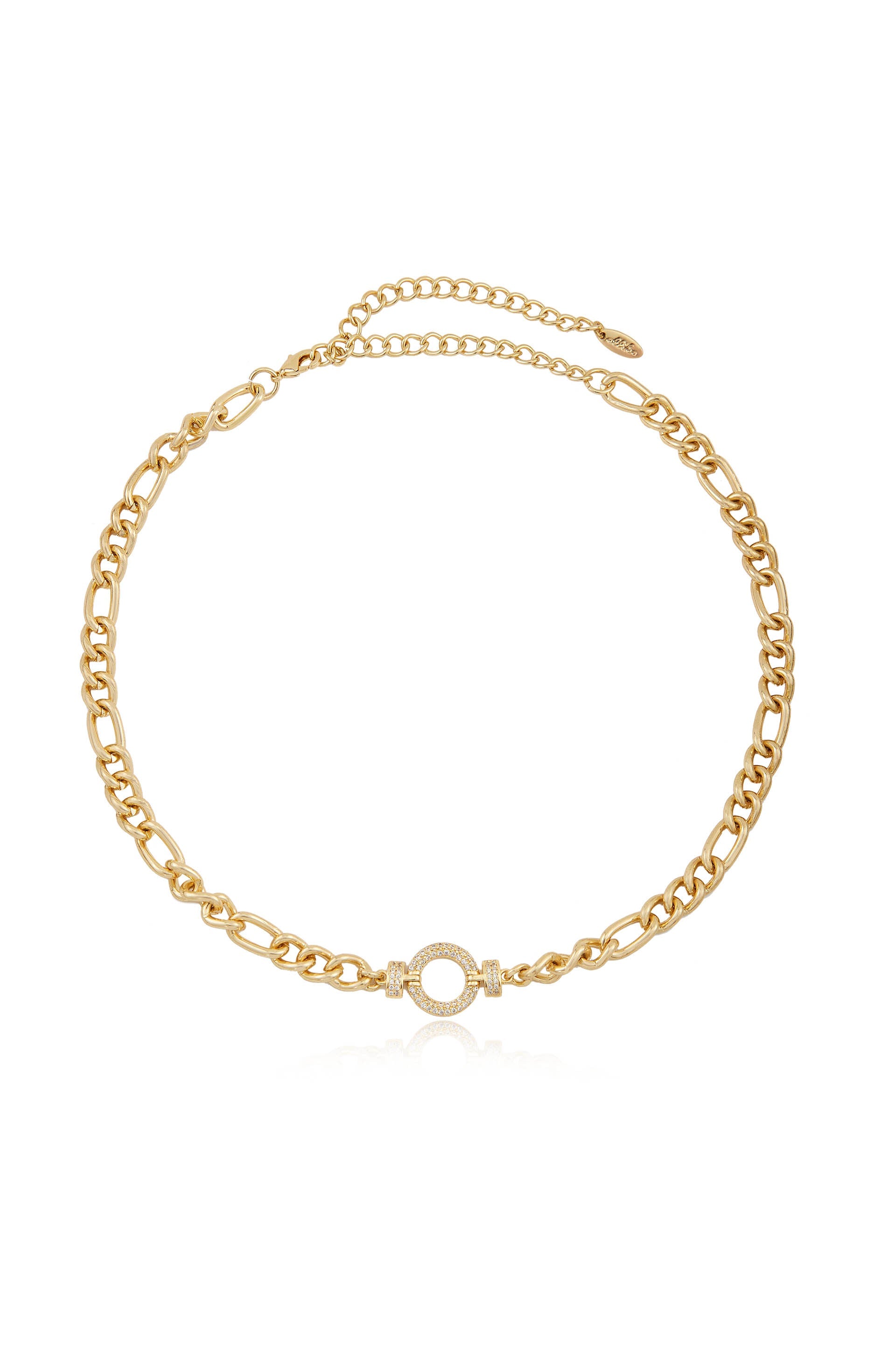 Eternity Crystal Circle Chain Link Necklace for Women - Elegant Cubic Zirconia Pendant Jewelry Gift for Anniversary, Wedding & Special Occasions