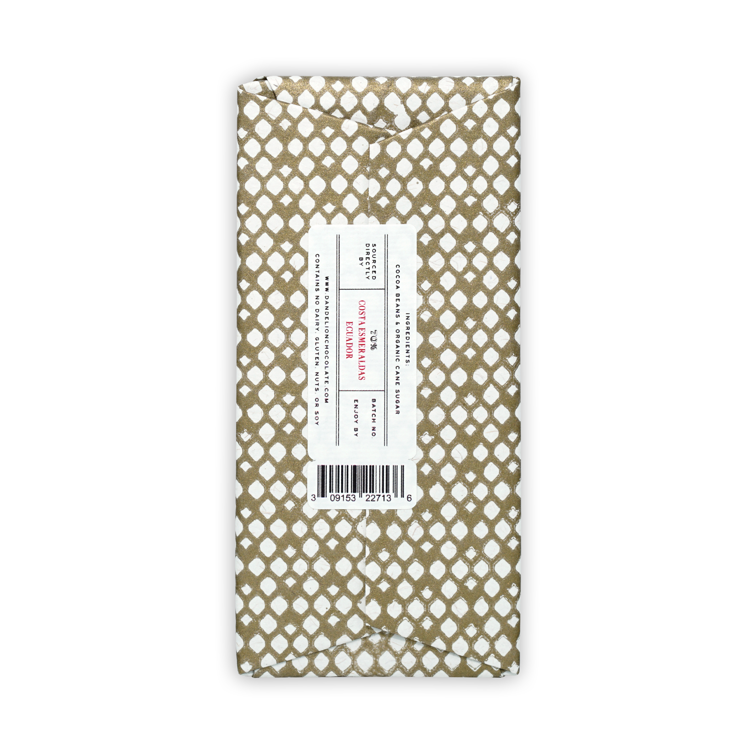 Organic Dandelion Costa Esmeraldas Ecuador 70% Dark Chocolate Bar - Premium Single Origin Cacao for Baking, Gifting & Healthy Snacking