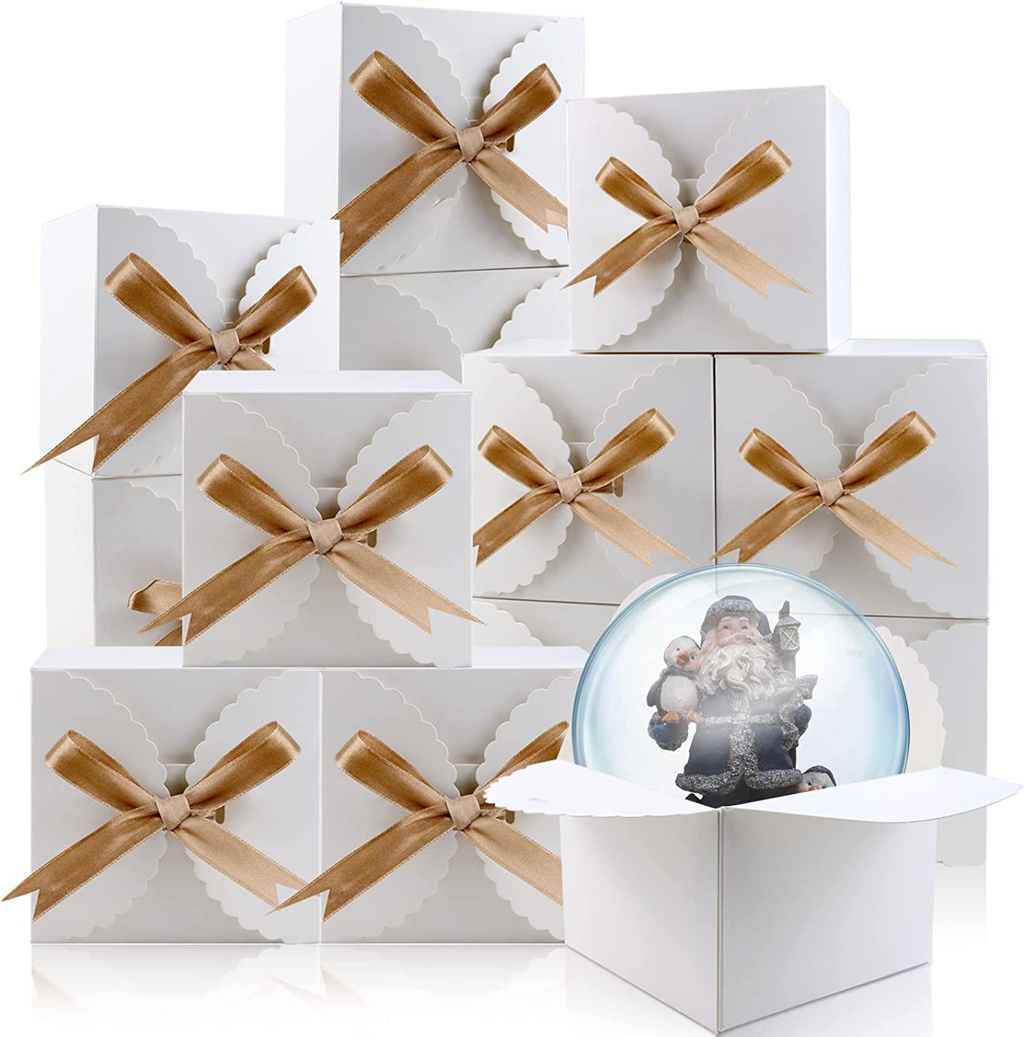 20 Pcs White Paper Gift Boxes with Ribbons - 3