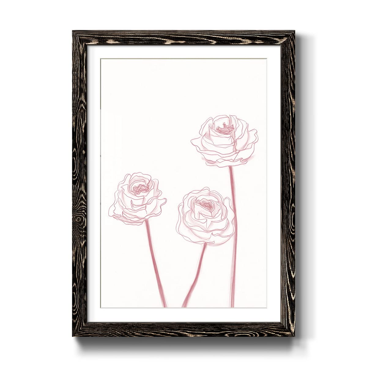 Peony Blooms II Wall Art Print - 27x37 Inch Black Framed Floral Painting with MatBoard & Acrylic Glass - Modern Kitchen Decor, Living Room & Bedroom Wall Decor - Trendy Botanical Artwork for Home & Office
