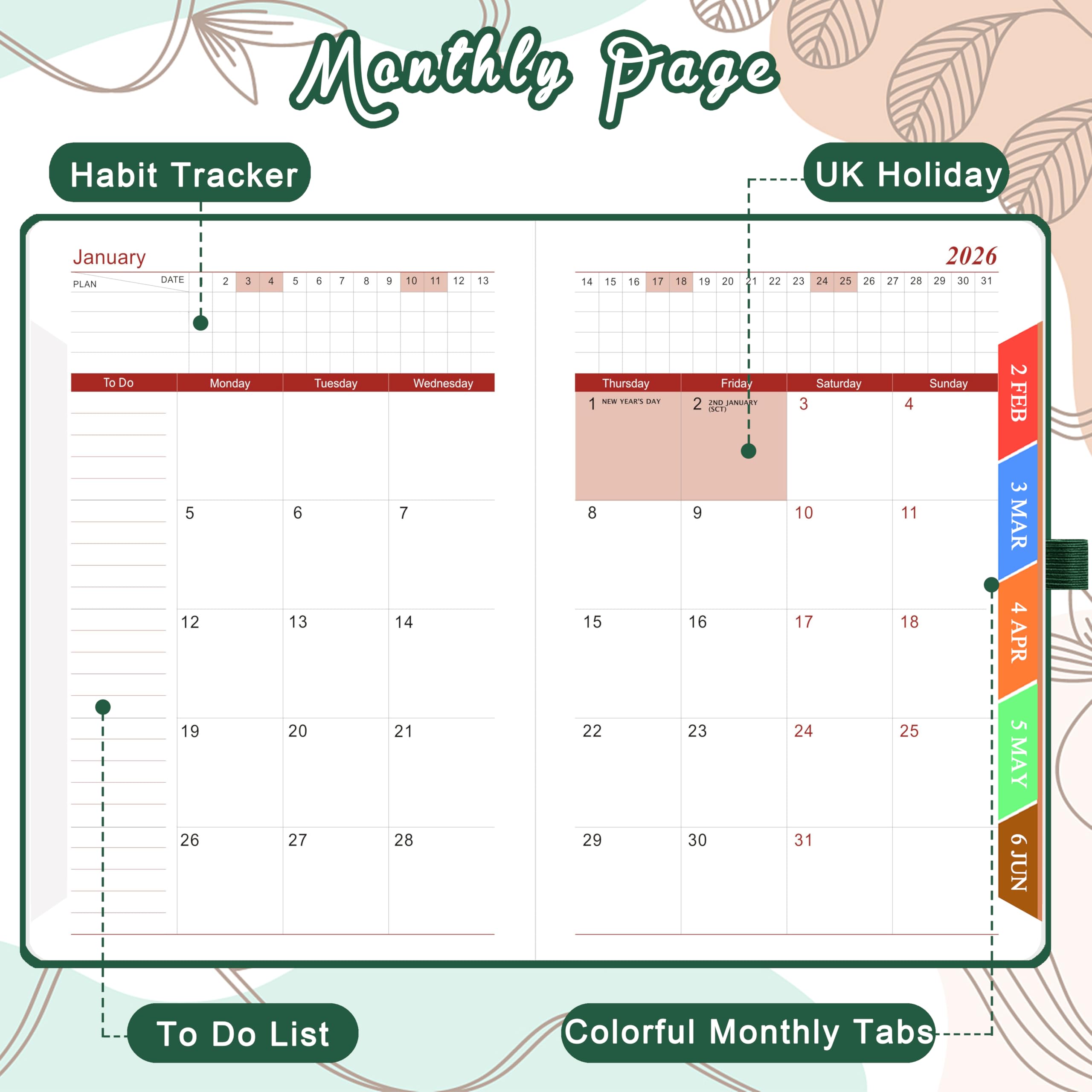 2025-2026 A5 Daily Planner with Monthly View - August 2025 to July 2026 Academic Diary, Includes Pen Set, Colorful Tabs & Inner Pocket (5.9