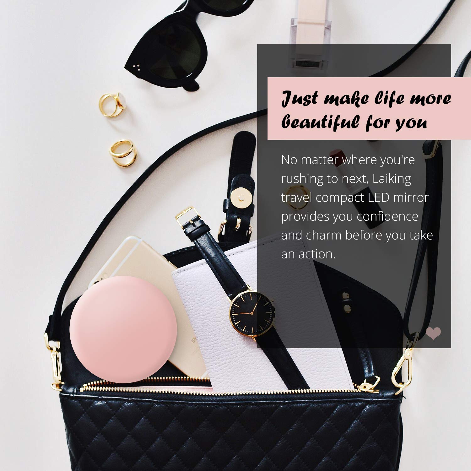Laiking Portable LED Compact Mirror - 3.54