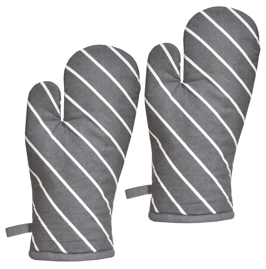Yellow Weaves™ 100% Cotton Heat Resistant Oven Mitts - Microwave & Kitchen Safe (Pack of 2) - Perfect for Baking, Grilling & Cooking Protection