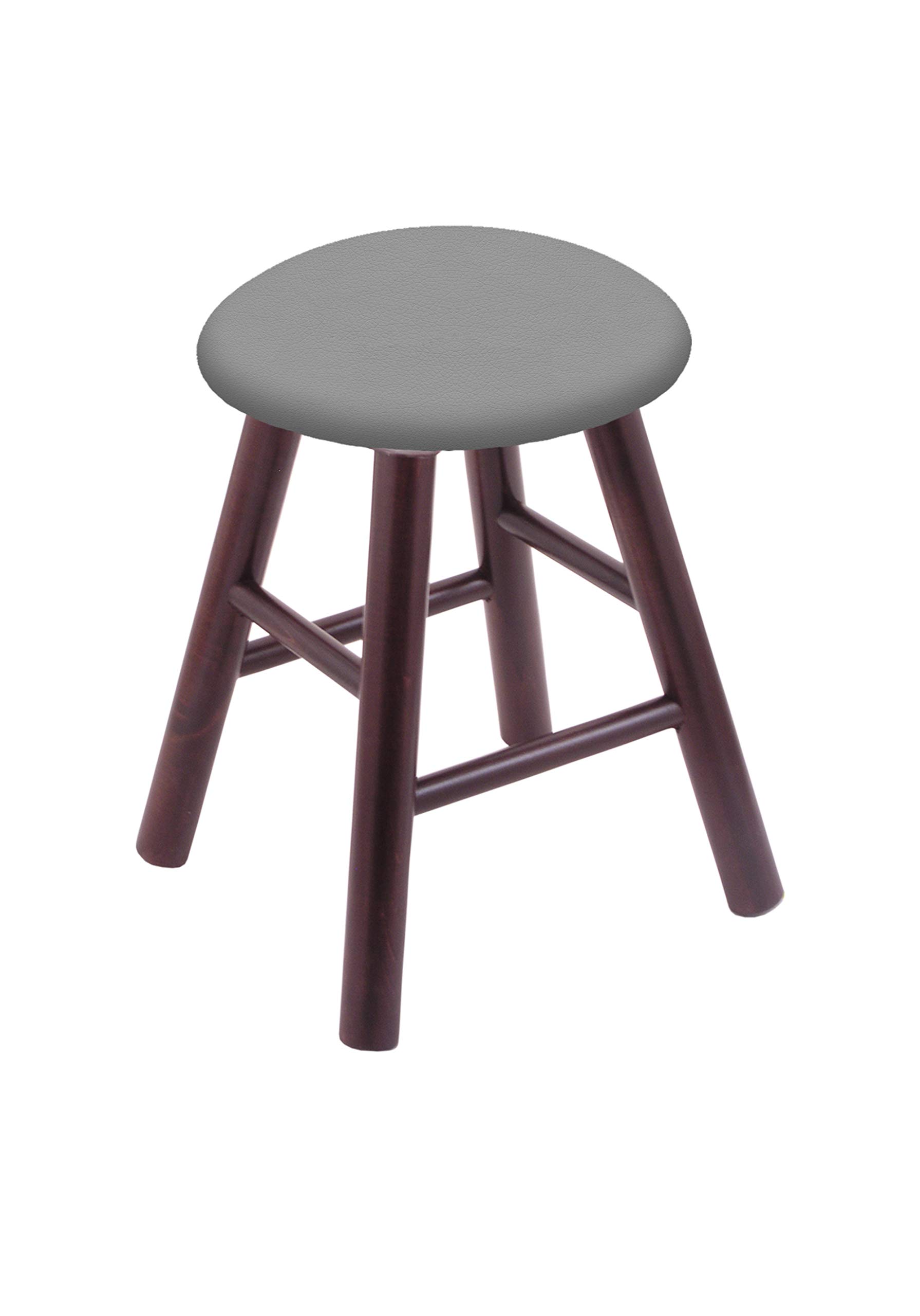 Dark Cherry Maple Vanity Stool with Canter Folkstone Grey Seat - Elegant Makeup Stool for Bedroom, Dressing Room & Bathroom Vanity