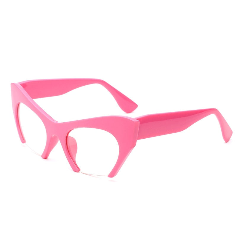 CCspace Unisex Semi-Rim Cat Eye Resin Frame Eyeglasses 45292 - Stylish & Lightweight Glasses for Men & Women - Perfect for Reading, Fashion, and Daily Wear