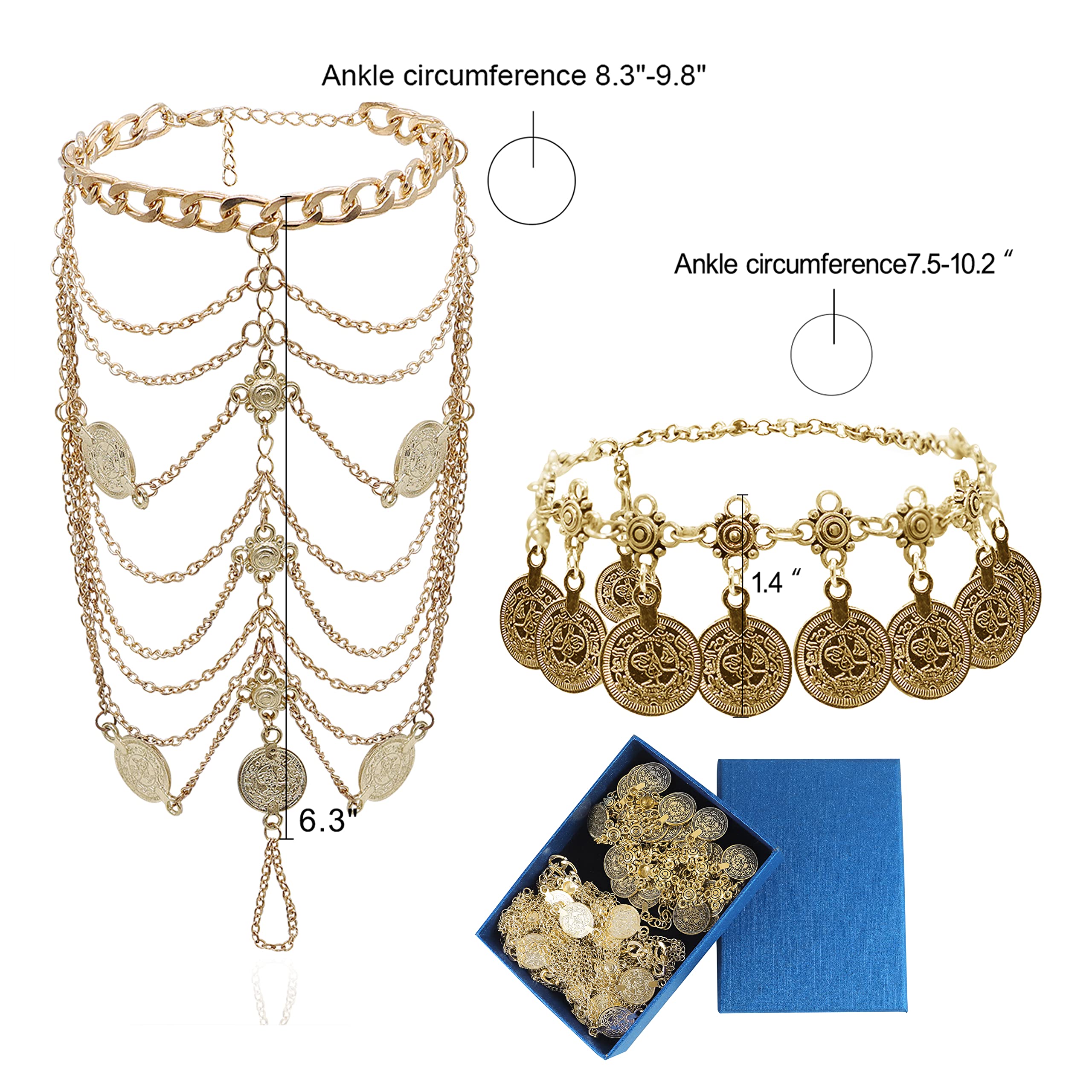Bellady 4-Piece Boho Coin Anklet Set with Tassel - Elegant Foot Chain Jewelry for Beach Weddings, Summer Vacations & Festival Accessories - Perfect Barefoot Sandals for Women
