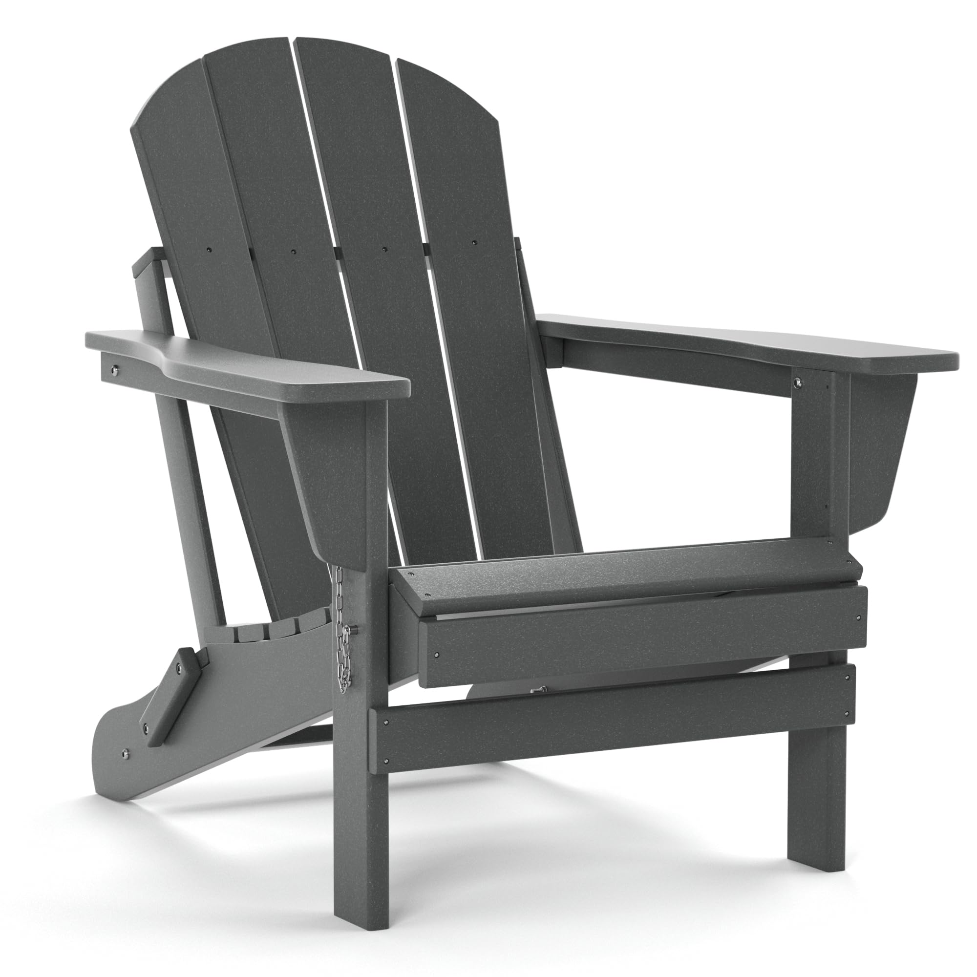 TORVA Folding Adirondack Chair - All-Weather HDPE Resin Outdoor Patio Chair for Backyard, Garden, Deck, Beach & Camping - Fire Pit & BBQ Companion (Gray) - Perfect for Relaxing, Sunbathing & Outdoor Gatherings