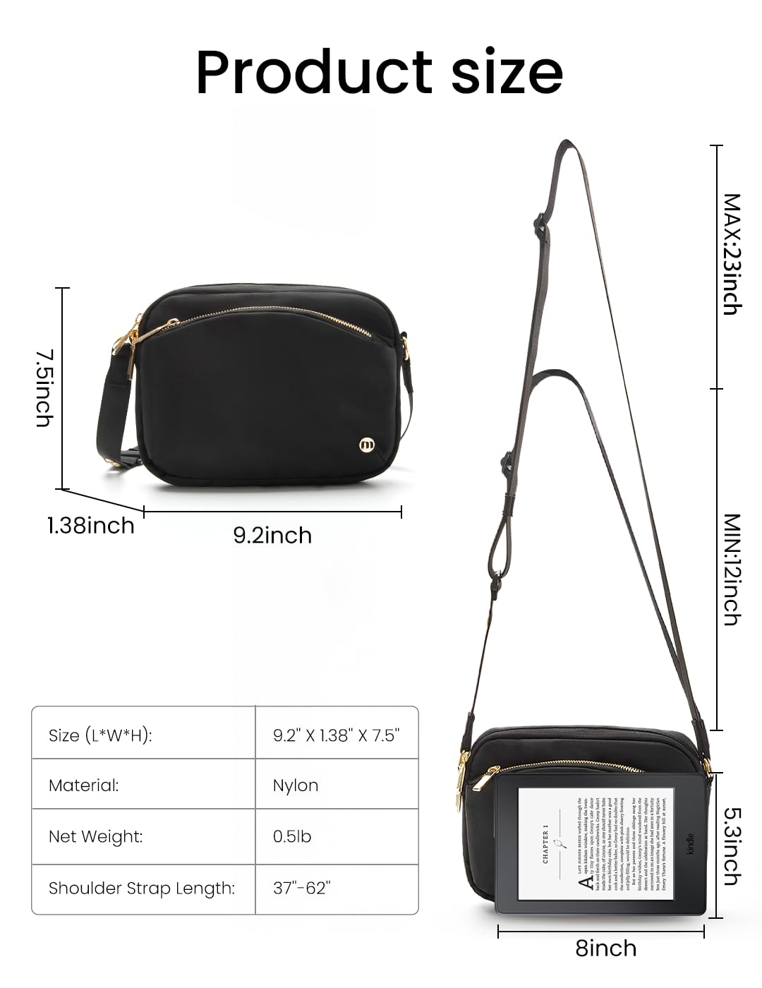 Waterproof Nylon Crossbody Bag for Women - Lightweight Travel Purse with Long Adjustable Strap, Durable & Stylish - Perfect for Daily Commute, Shopping, and Travel Accessories