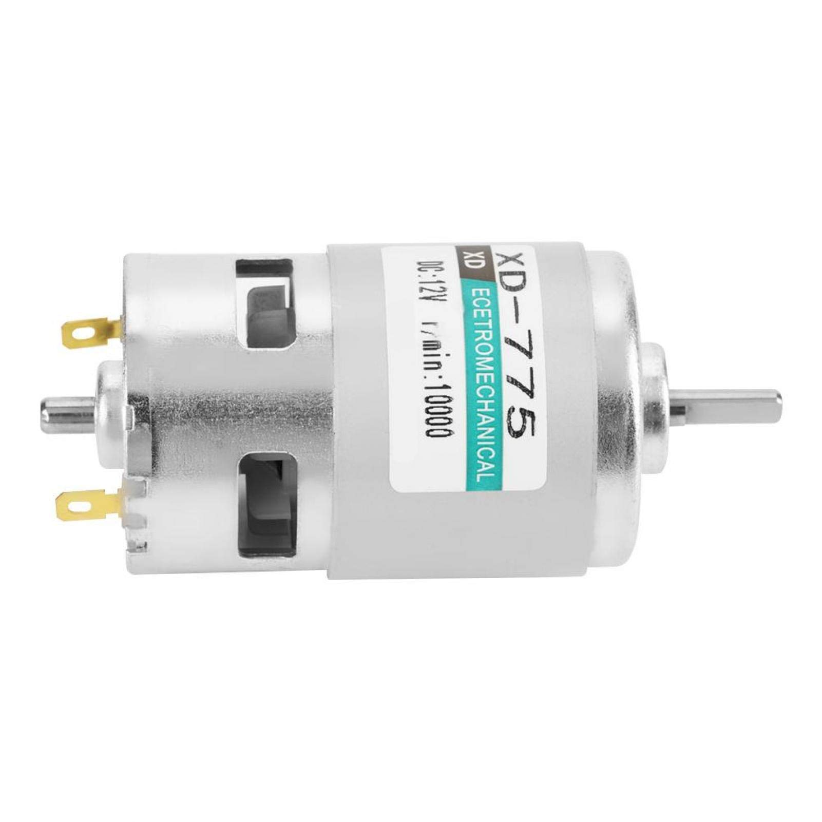 XD-775 12V DC High Speed Motor 10000RPM with Double Ball Bearings - Low Noise Gear Motor for Small Lathes, Precision Machinery & Battery Cars | Ideal for DIY Projects, Robotics & Power Tools