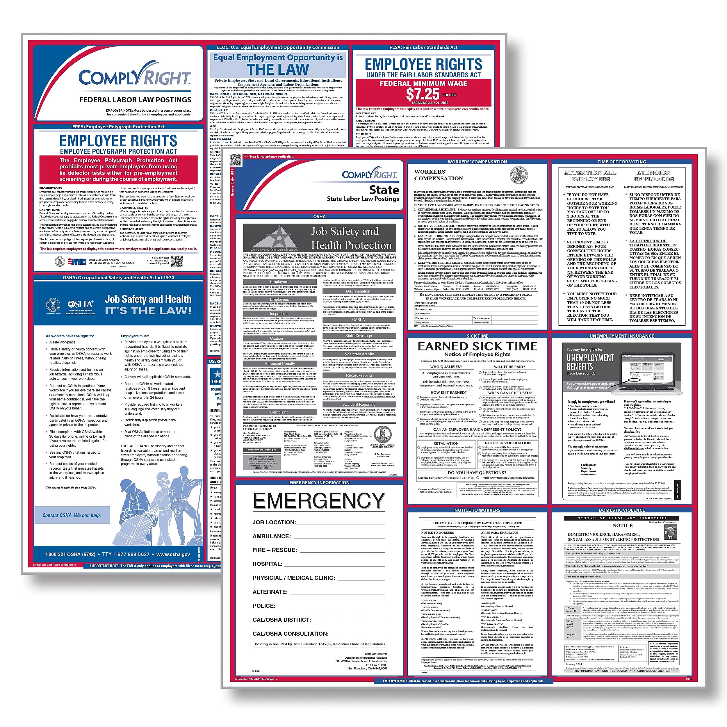 All-Inclusive State & Federal Labor Law Posters for Massachusetts (E50MA) – Compliance for Offices, Restaurants & Workplaces