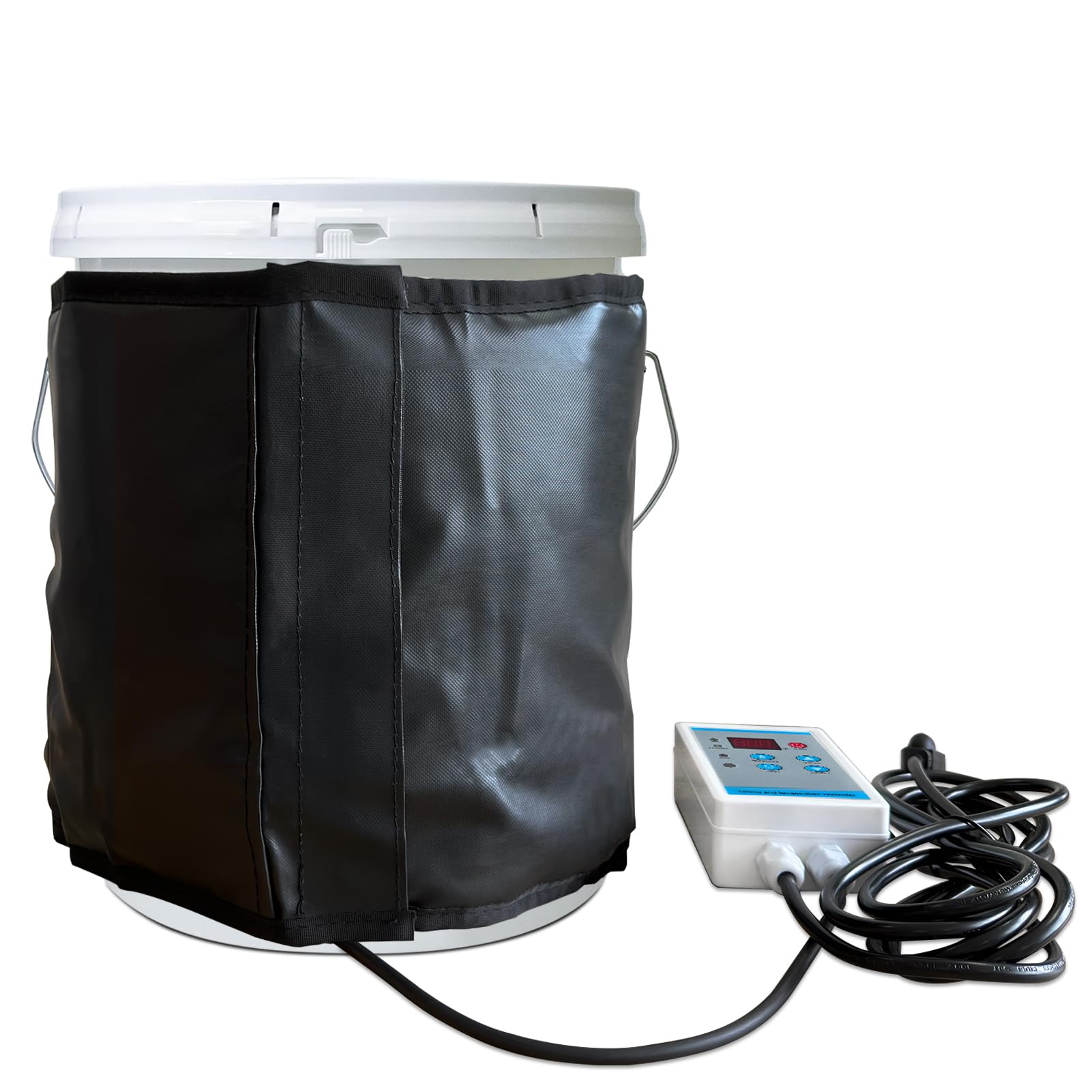 350W 120V Honey Heater & Drum Heating Blanket with Fixed Internal Thermostat & Timer - Max 130°F for 5 Gallon Pails, Buckets & Drums - Ideal for Beekeeping, Food Storage & Industrial Use