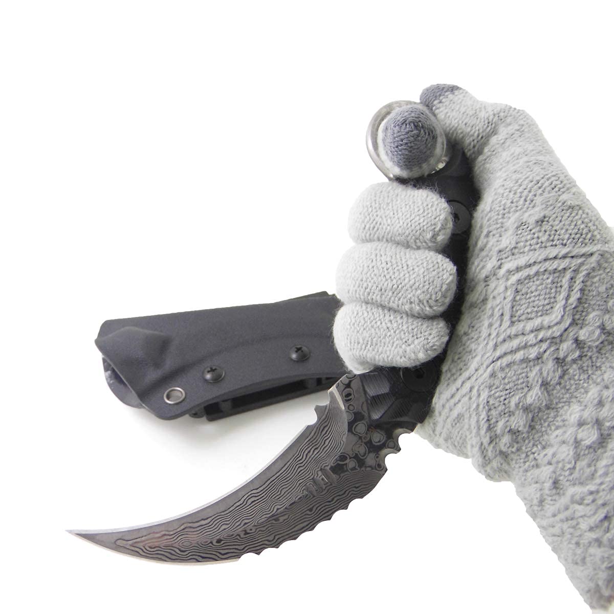 MASALONG Tactical Survival Knife - Damascus Steel Full Tang Fixed Blade with Sheath | Double-Edged Sharp Claw Design for Outdoor Camping, Hunting & Emergency Preparedness