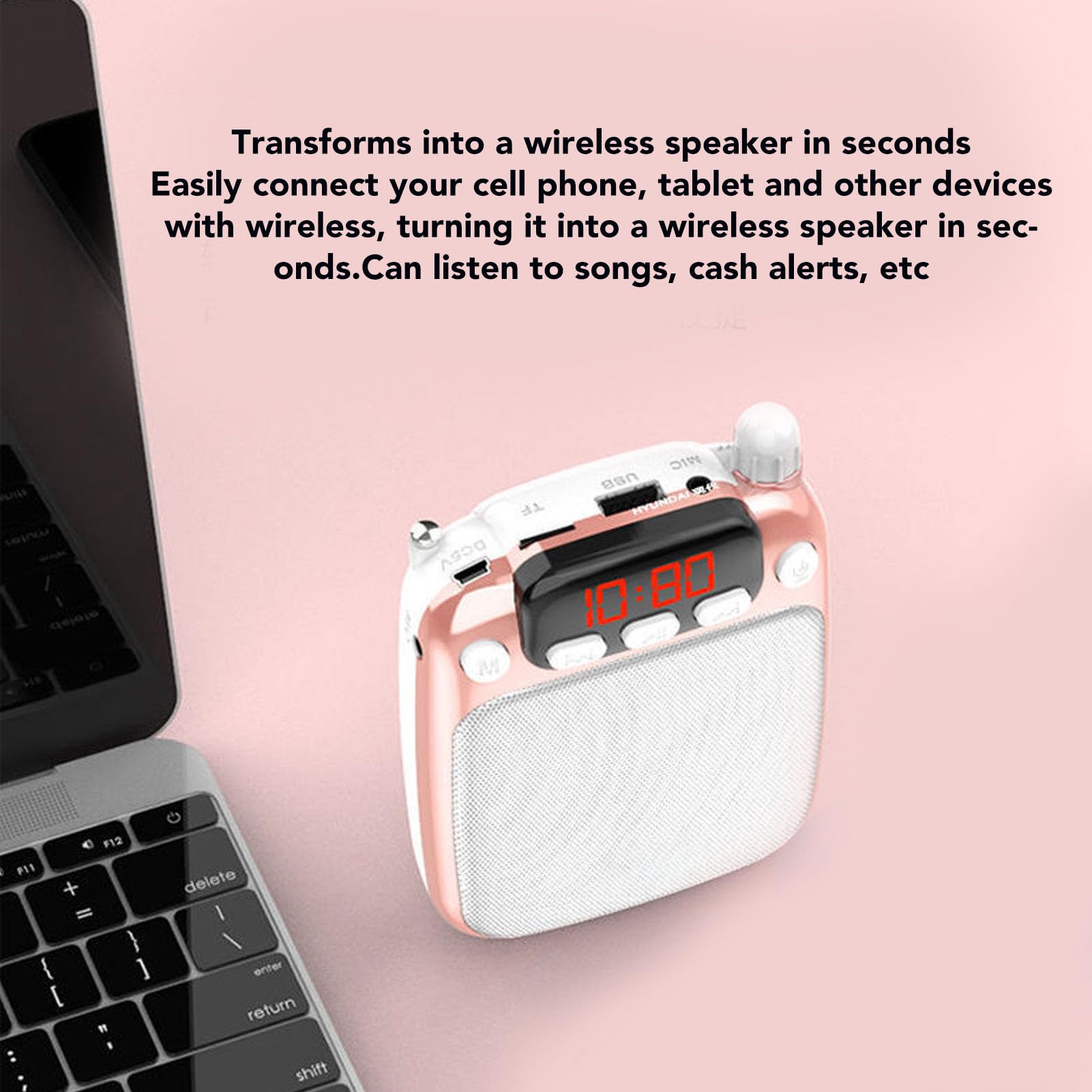 Portable 10W Rechargeable Mini Voice Amplifier with Wired Microphone Headset - 2200mAh Battery, Bluetooth Speaker for Teachers, Singing, Training, Public Speaking - Rose Gold | Ideal for Classroom, Karaoke, Outdoor Events & Presentations