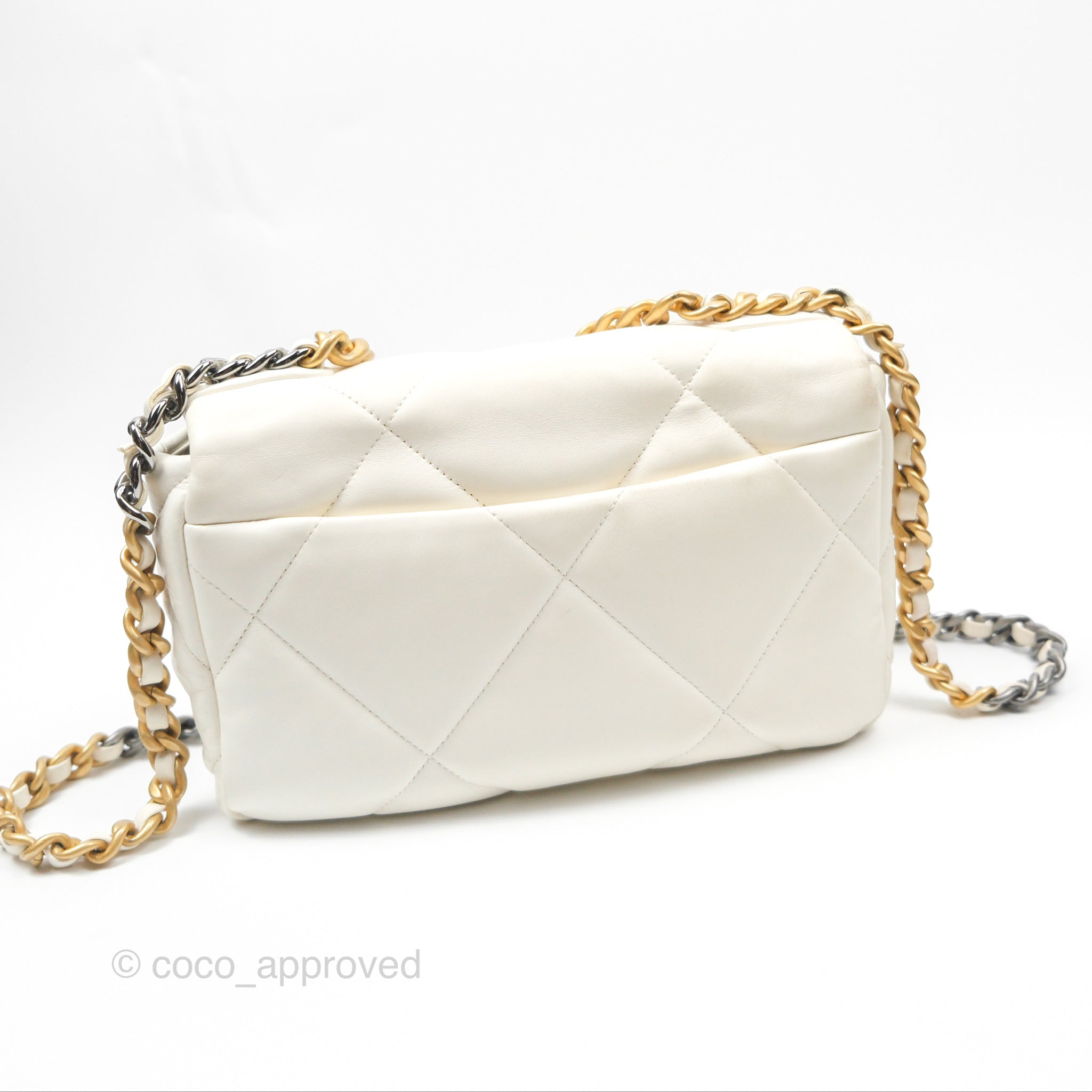 Chanel 19 Small Handbag in Ivory White Lambskin Leather with Mixed Hardware - Luxury Crossbody Bag for Women, Perfect for Date Night & Special Occasions