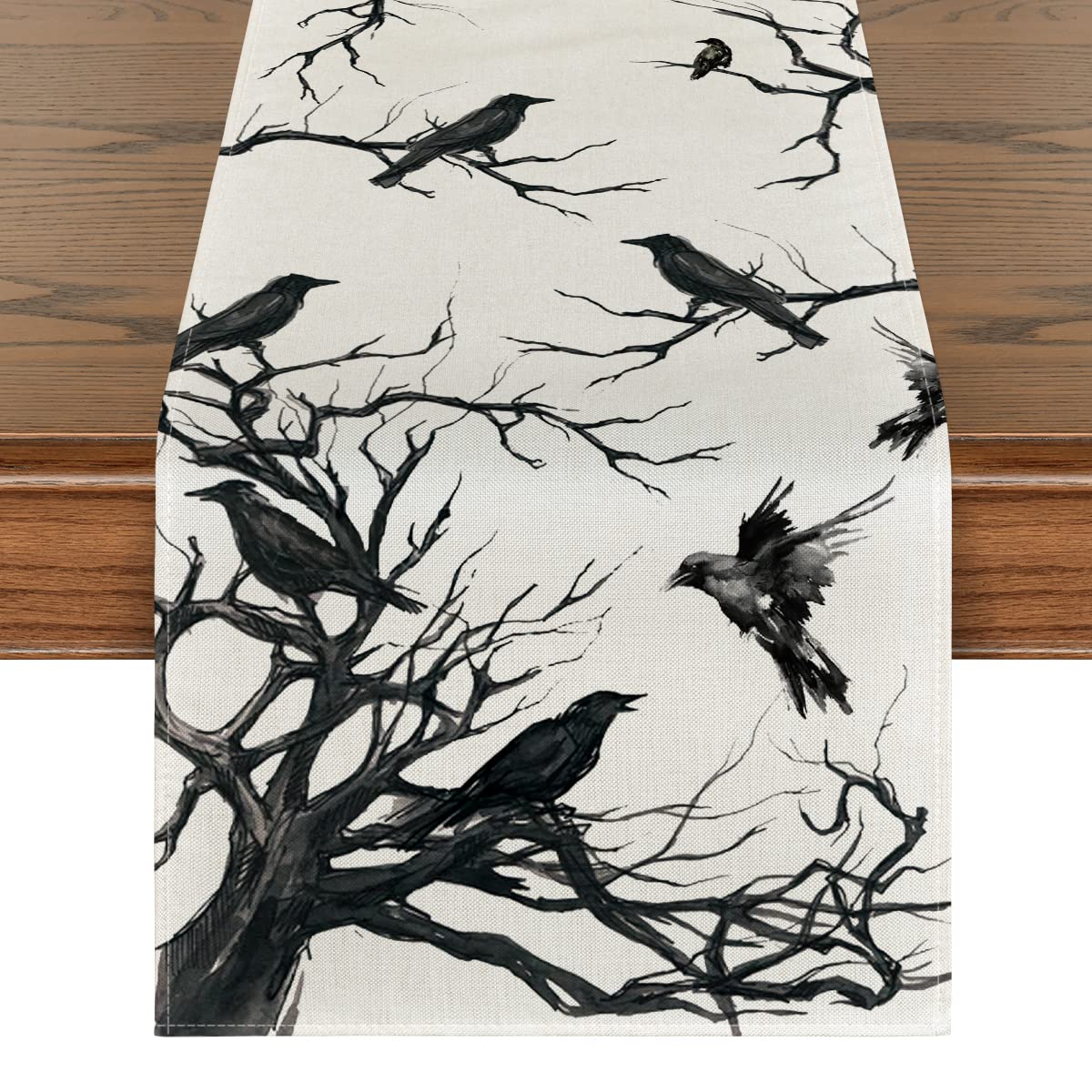 Artoid Mode Silhouette Tree Crows Halloween Table Runner - 13x90 Inch Fall Branches Kitchen Dining Decor for Outdoor Home Party | Perfect for Halloween Decorations, Thanksgiving Table Setting & Autumn Home Decor