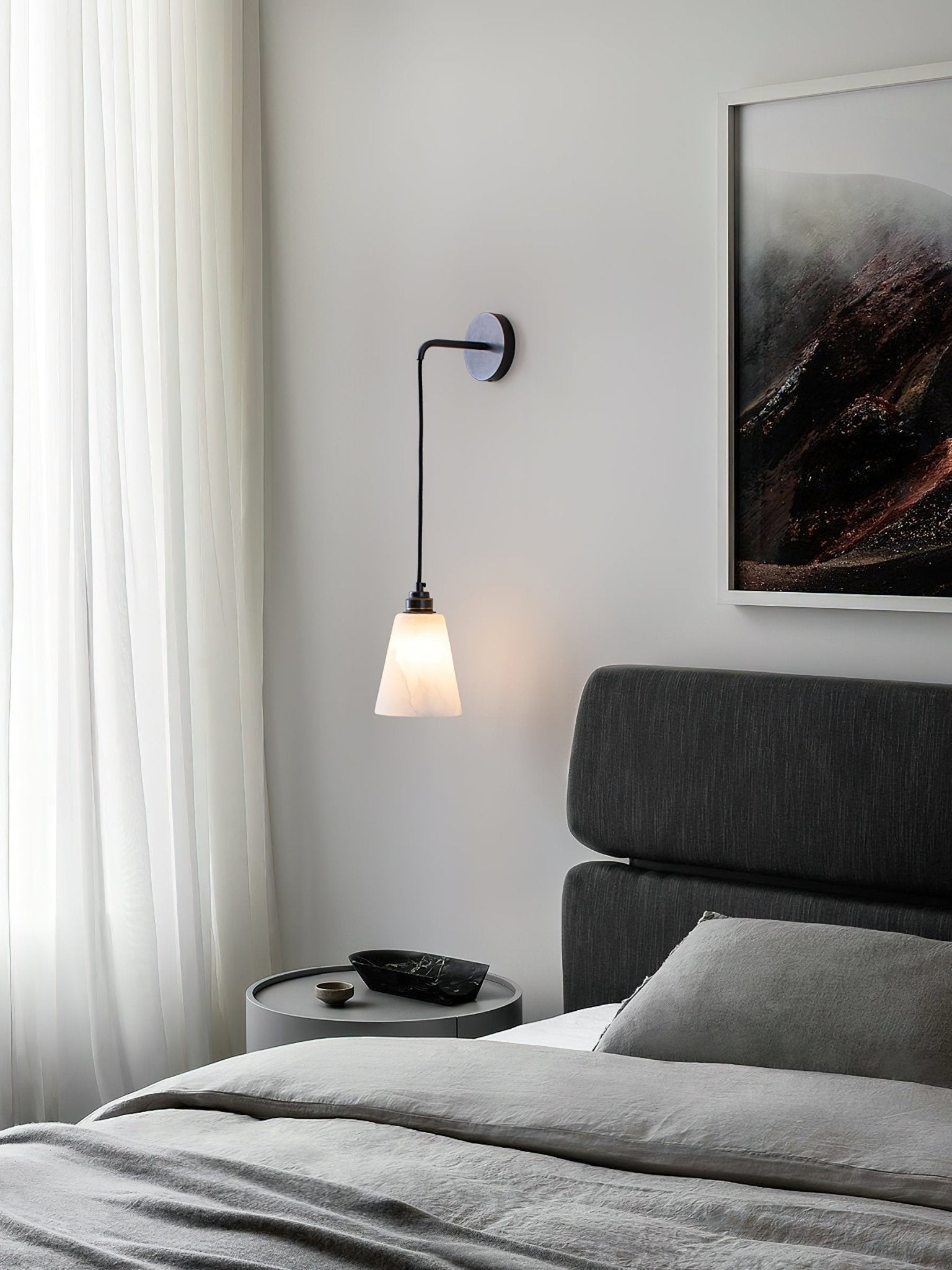 Droplet Alabaster Wall Lamp - Elegant Handcrafted Stone Light Fixture for Living Room, Bedroom & Hallway Decor