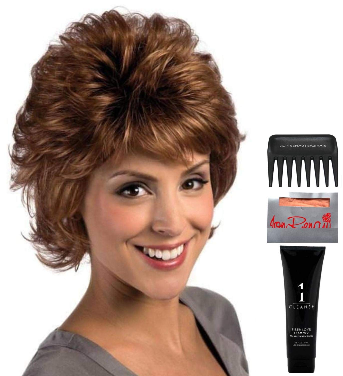 Estetica Shelby Wig Bundle - 5 Items (RH1488RT8 Color) | Includes Christy's Wigs Q&A Booklet, Travel Size Wig Shampoo, Wig Cap & Wide Tooth Comb | Perfect for Cosplay, Daily Wear & Travel