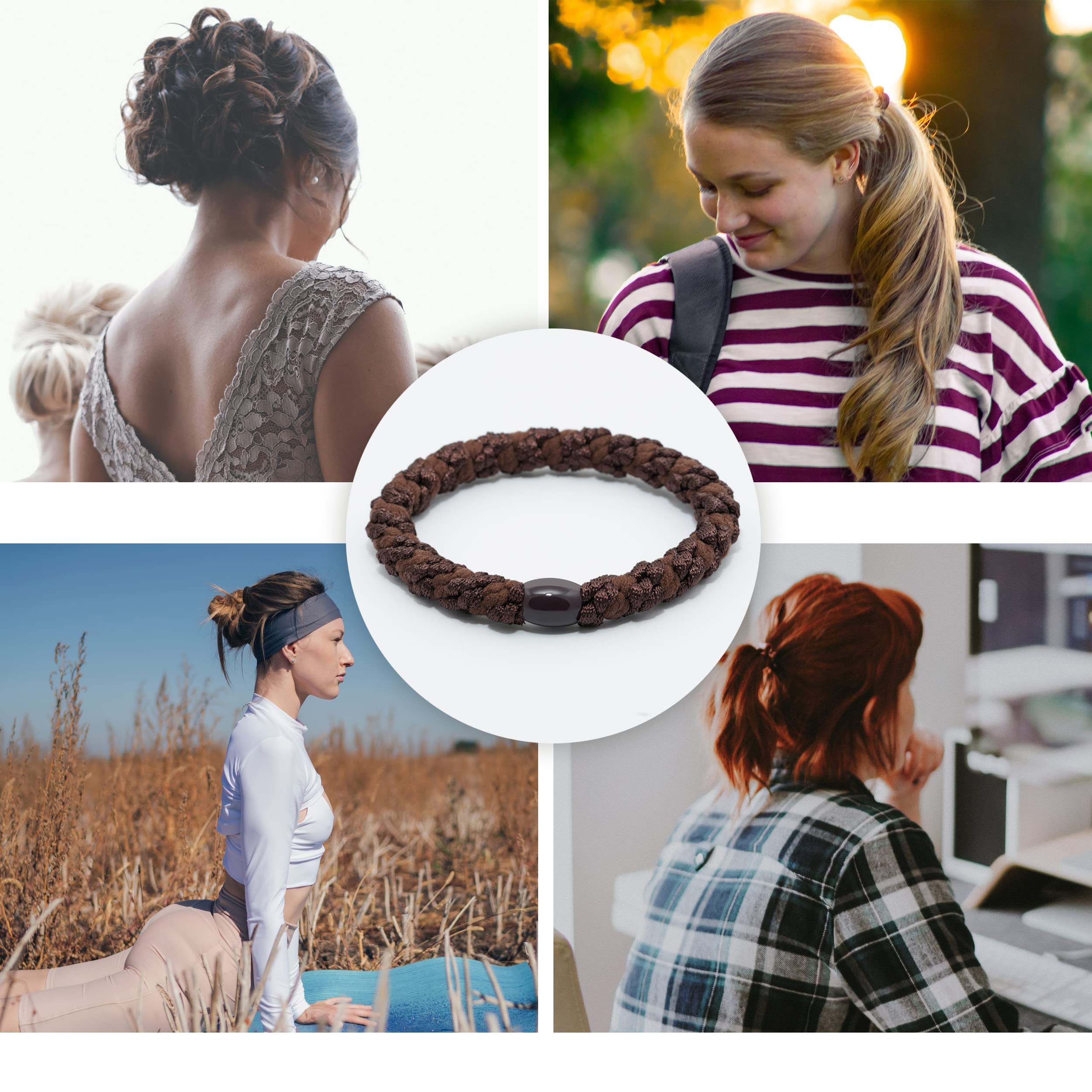 18 Pcs No Damage Hair Ties for Women & Girls - Soft Ponytail Holders for Thick Hair, No Crease Elastic Hair Bands (HBY) - Perfect for Workouts, Office & Daily Styling
