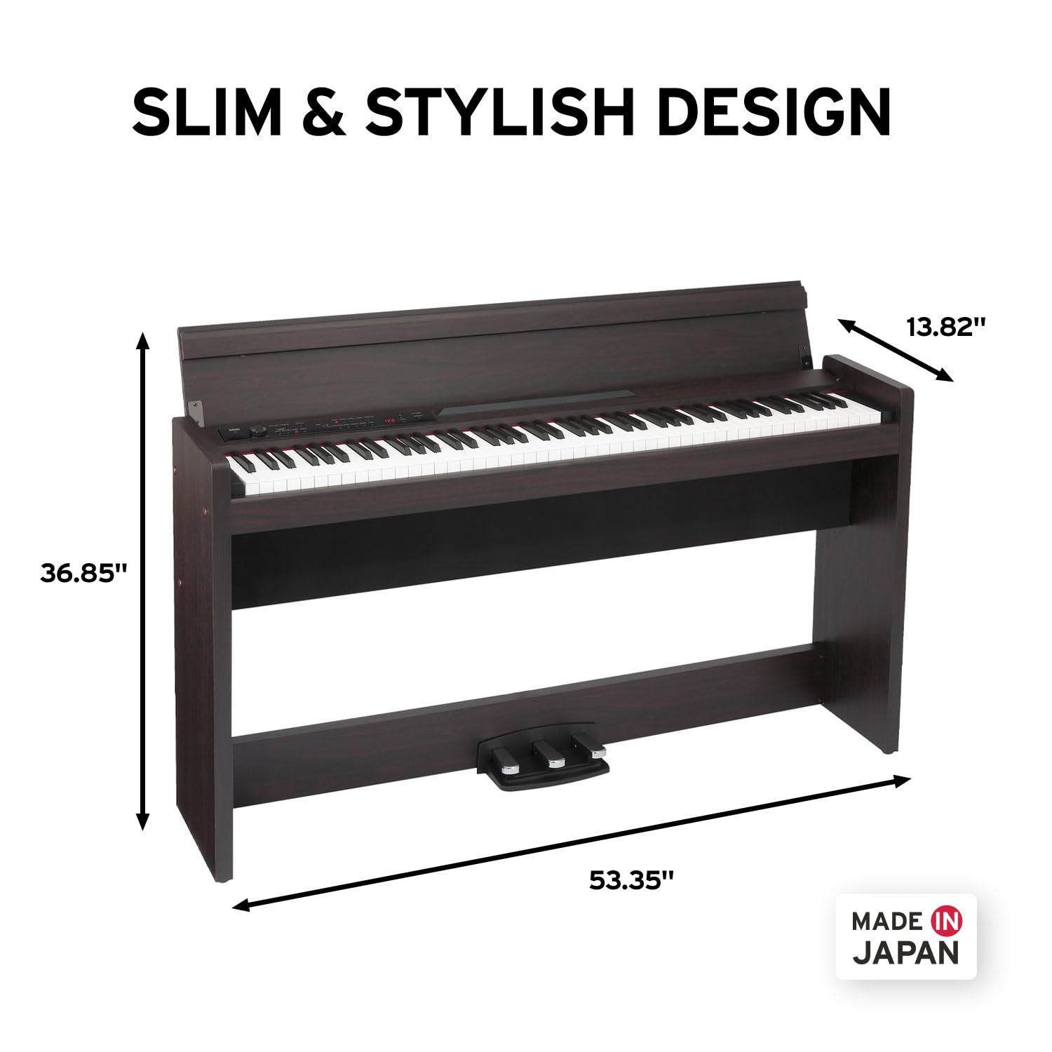 KORG LP-380U Digital Piano - 88 Key Fully Weighted Keyboard with Built-in Speakers, Furniture Stand & 3-Pedal Unit - Compact Home Piano for Beginners & Professionals (LP-380-RW-U) - Perfect for Home Studios, Music Lessons & Small Spaces