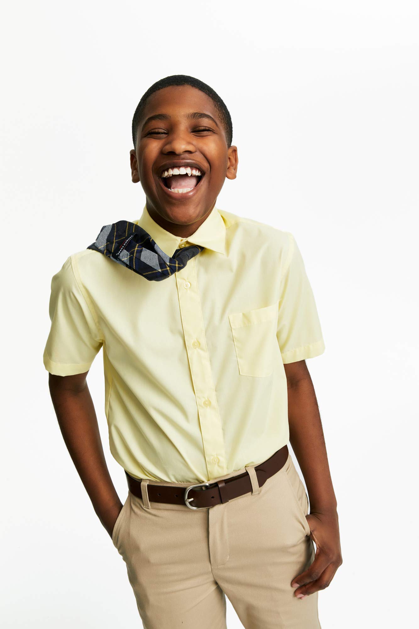 French Toast Boys' Short Sleeve Classic Poplin Dress Shirt - Standard & Husky Fit - Formal & Casual Wear for School, Parties & Special Occasions