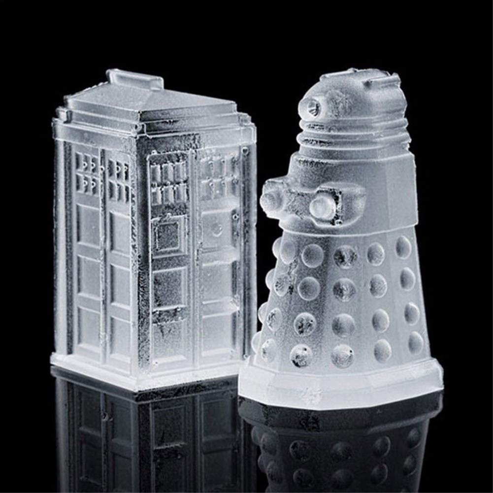 Spespo Silicone Ice Cube Tray & Chocolate Candy Cookie Mold Maker - Tardis & Daleks Shape - Perfect for Cocktails, Baking & Party Treats - BPA Free Flexible Reusable