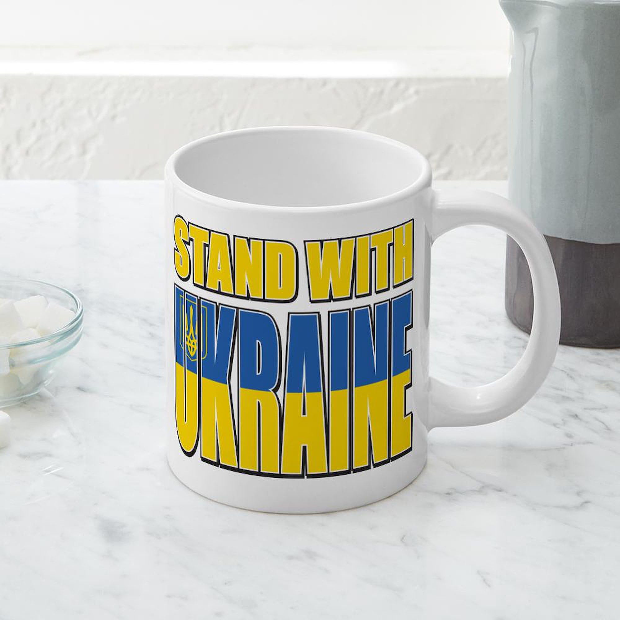 Stand With Ukraine 20 oz Ceramic Coffee Mega Mug - Large Insulated Travel Tumbler for Hot & Cold Drinks - Perfect for Home, Office, or Commuting