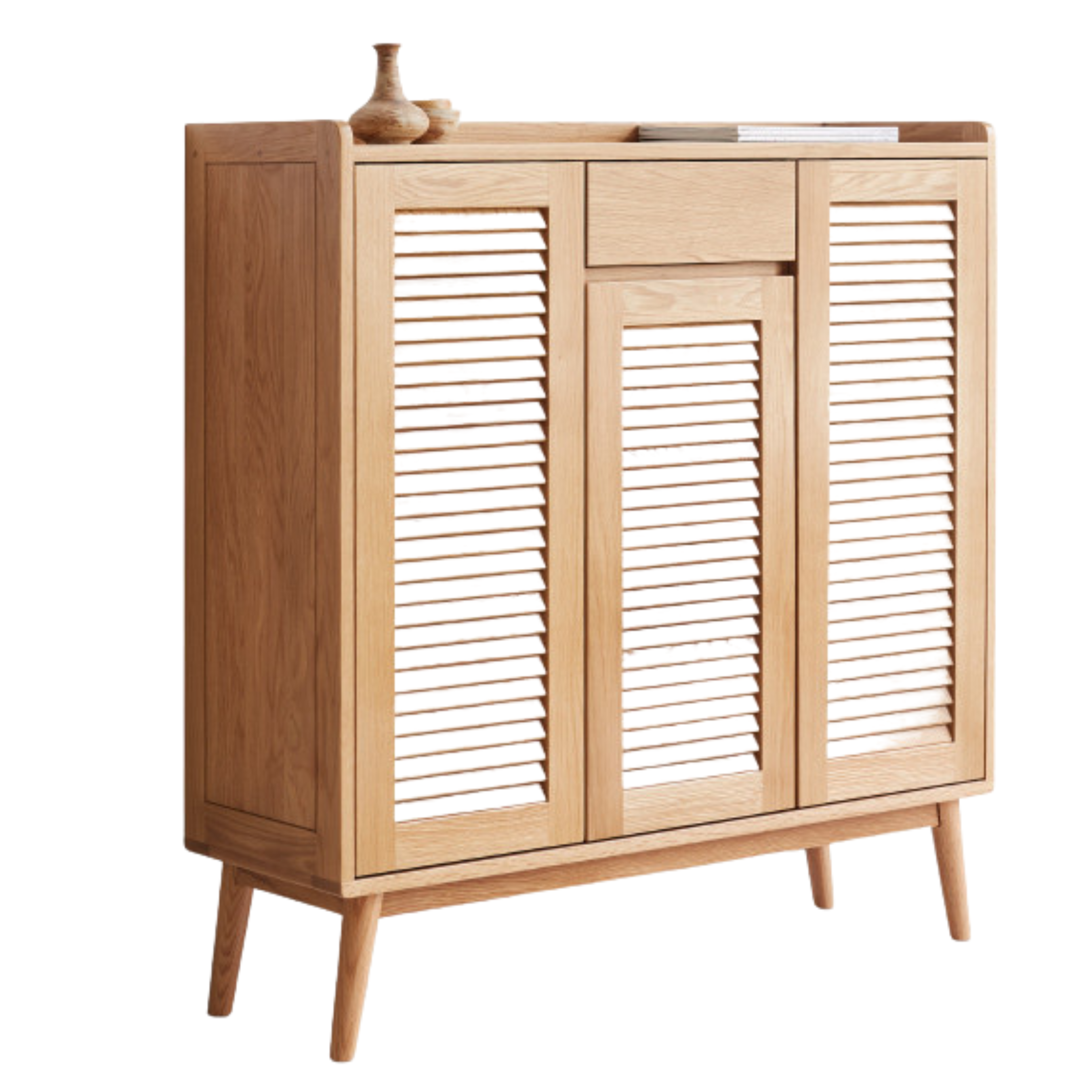 Solid Oak Wood Shoe Cabinet - Sturdy Entryway Storage Organizer for Shoes, Boots & Accessories | Perfect for Hallway, Closet & Mudroom Organization